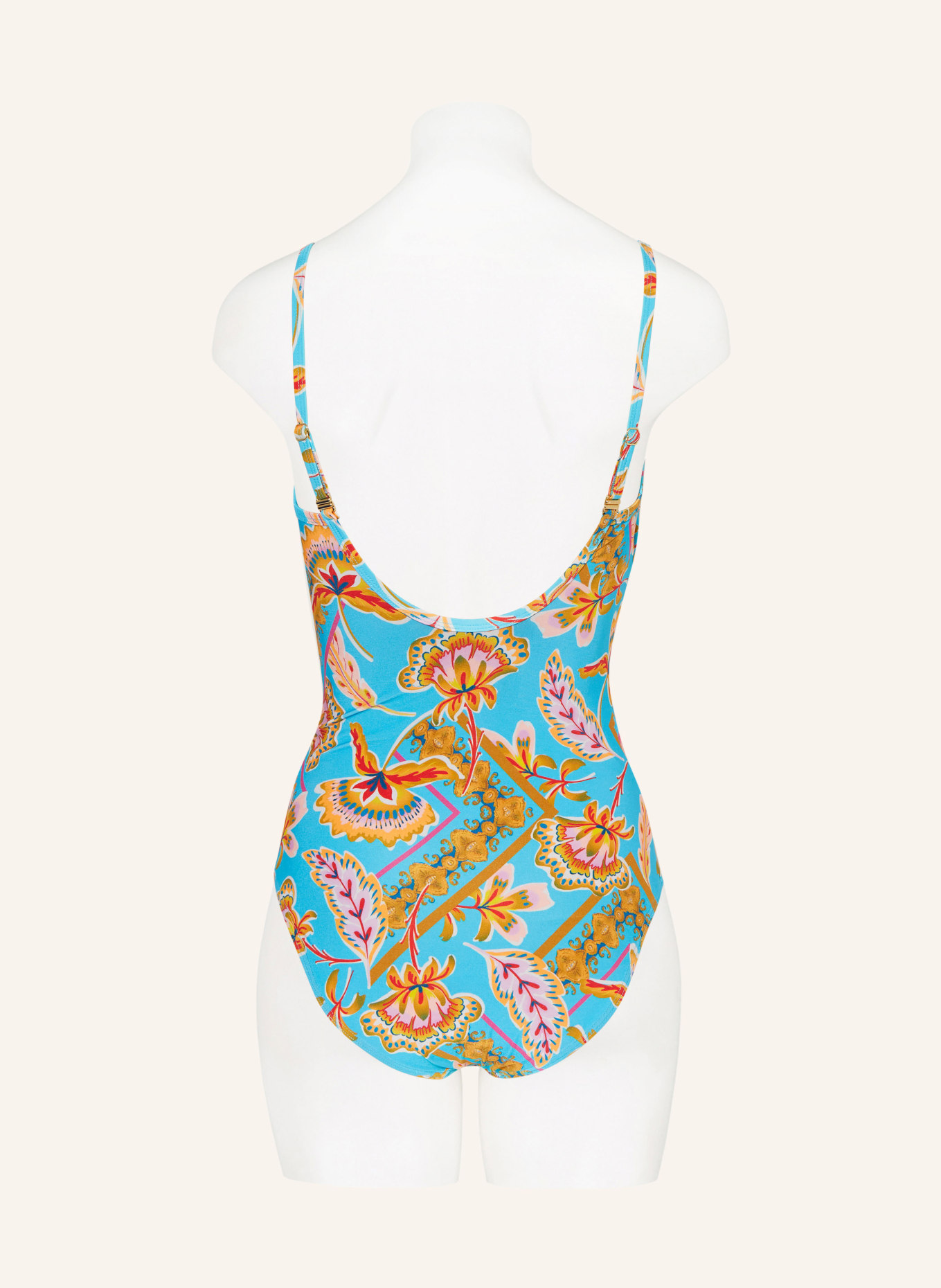 CYELL Swimsuit ORIENT in wrap look, Color: TURQUOISE/ LIGHT BROWN/ LIGHT RED (Image 3)