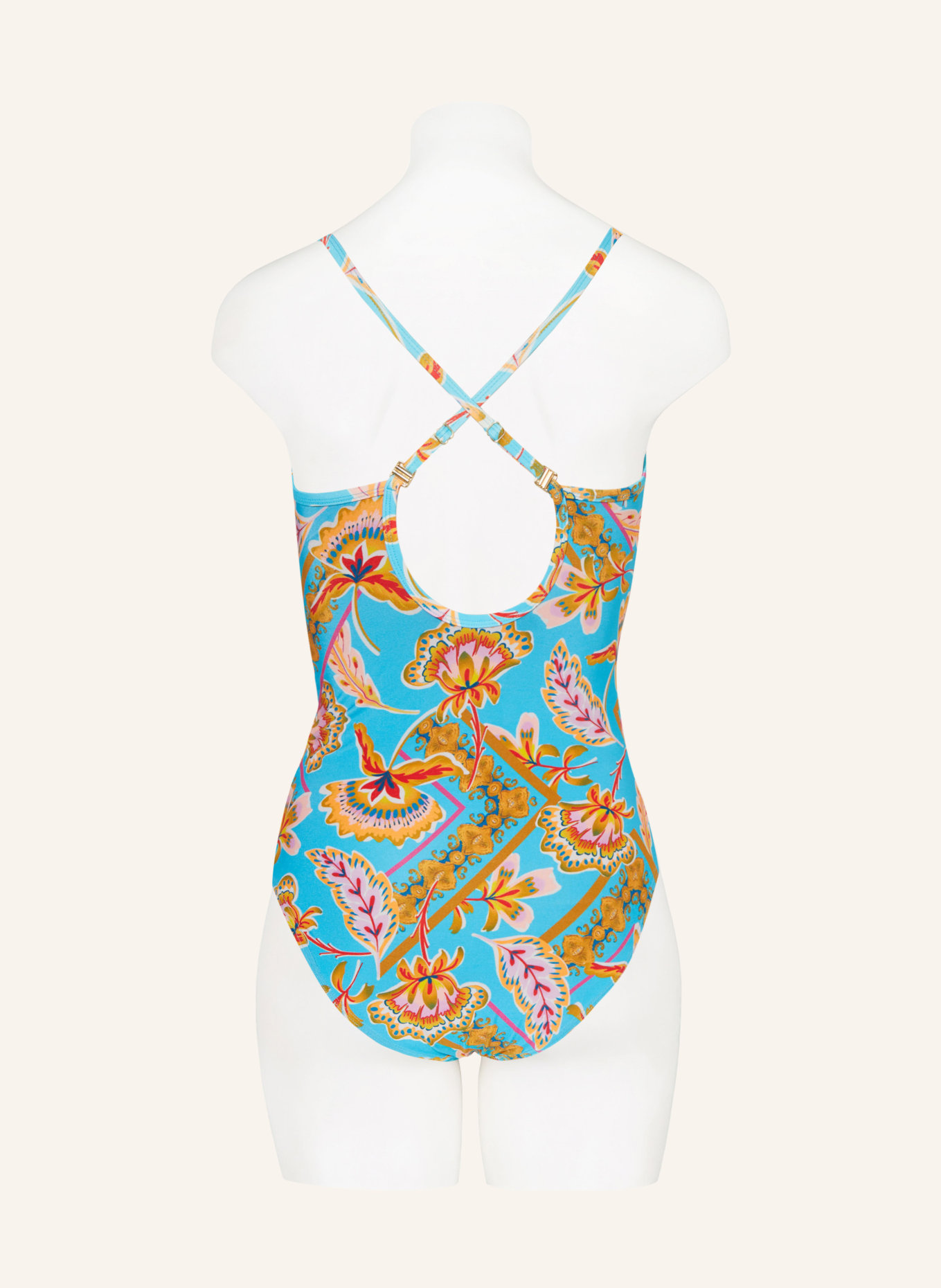 CYELL Swimsuit ORIENT in wrap look, Color: TURQUOISE/ LIGHT BROWN/ LIGHT RED (Image 4)