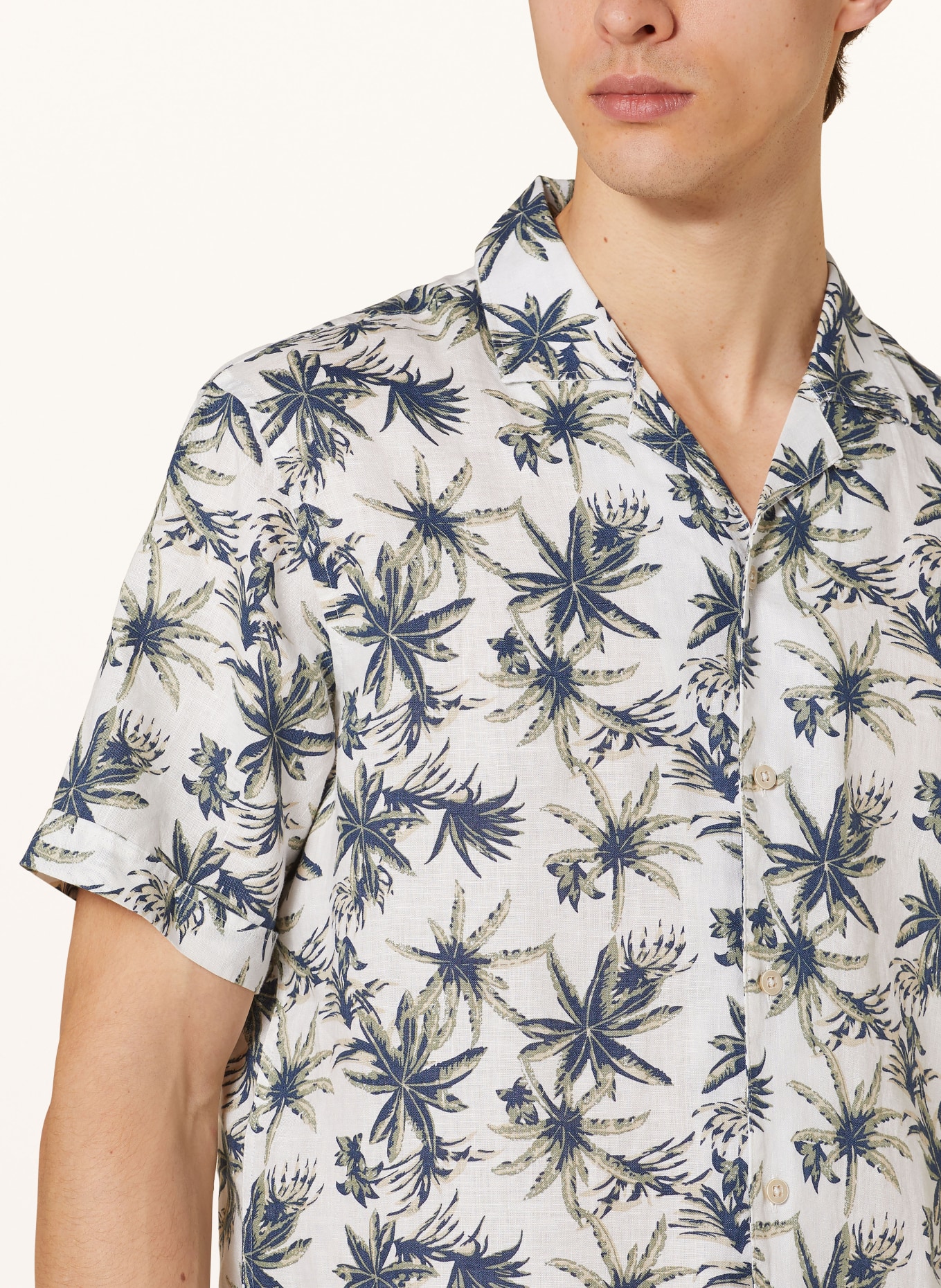 BRAX Resort shirt LEO P modern fit made of linen, Color: GREEN/ BEIGE/ DARK BLUE (Image 4)