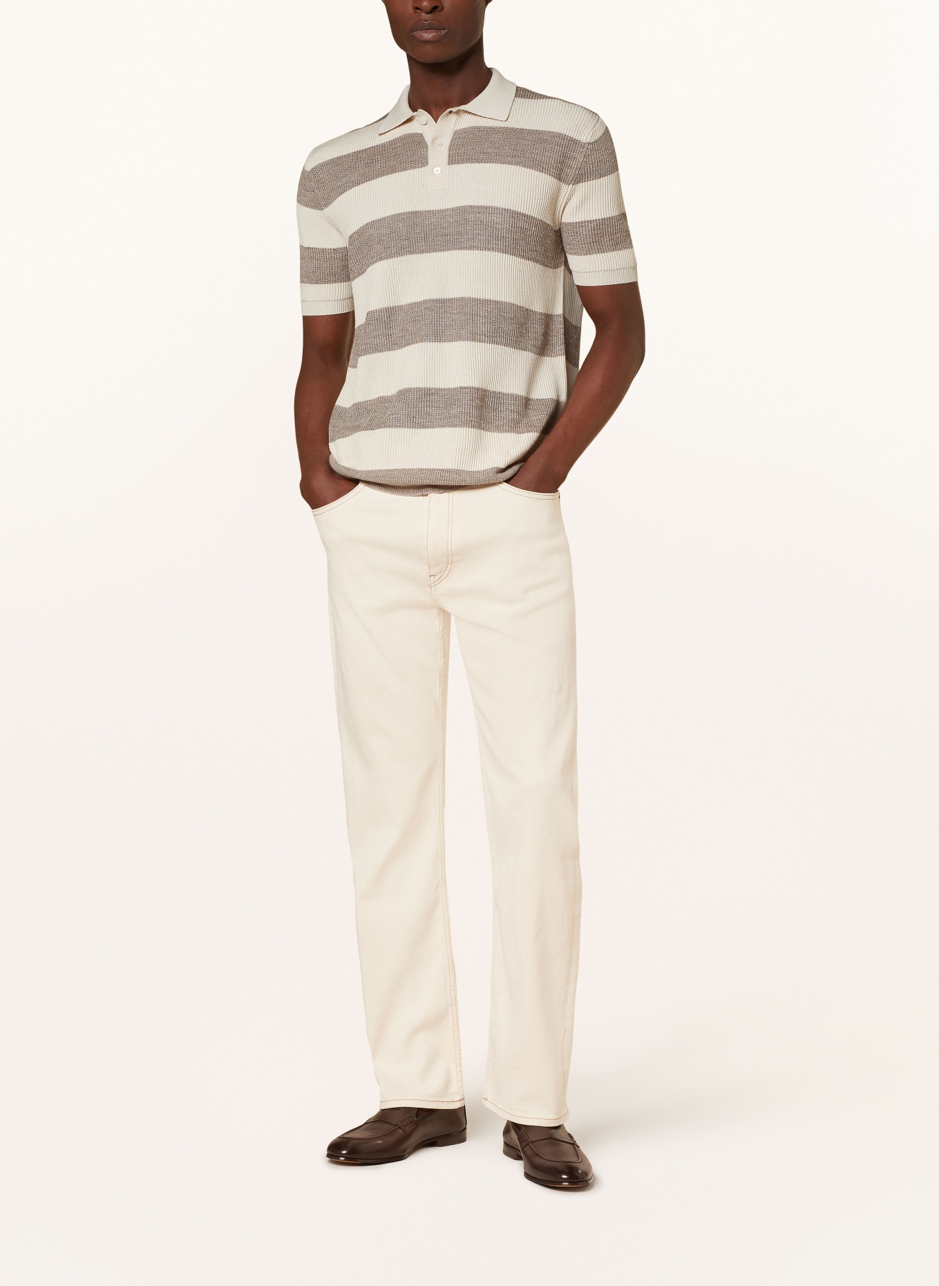 altea Knitted polo shirt, Color: TAUPE/ CREAM (Image 2)