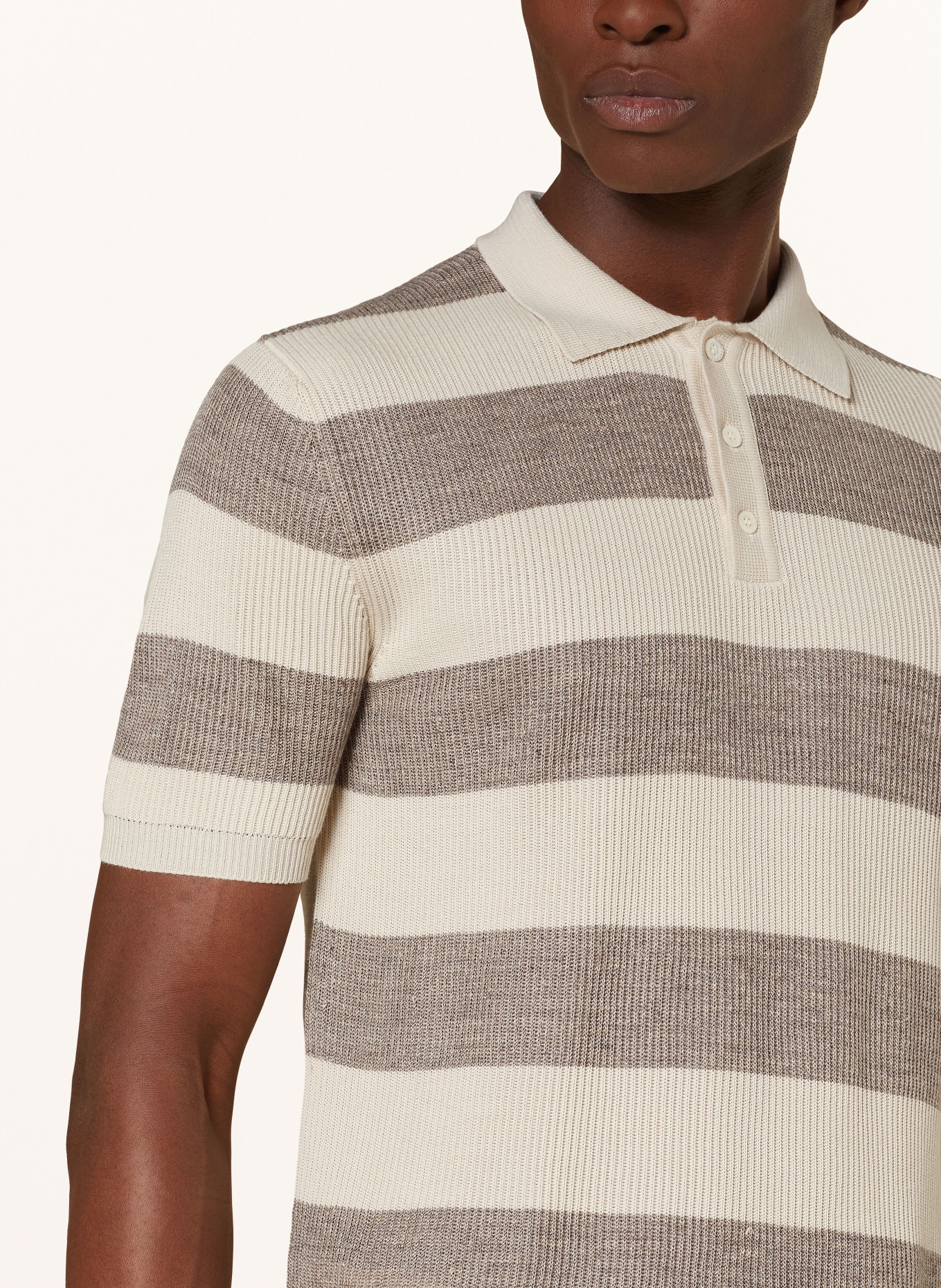 altea Knitted polo shirt, Color: TAUPE/ CREAM (Image 4)