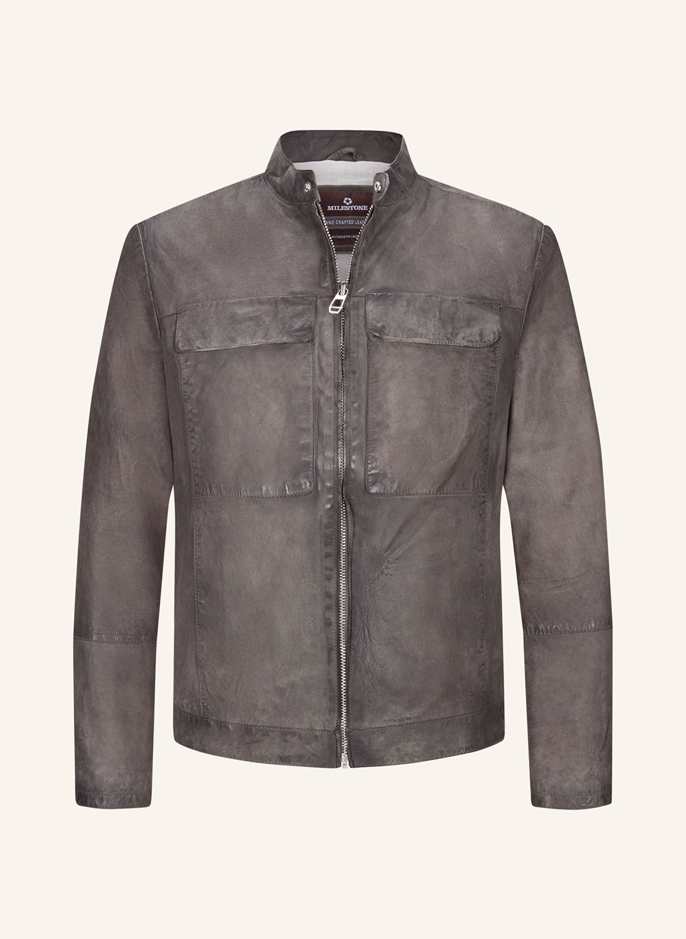 MILESTONE Leather jacket MSBAKER, Color: GRAY (Image 1)