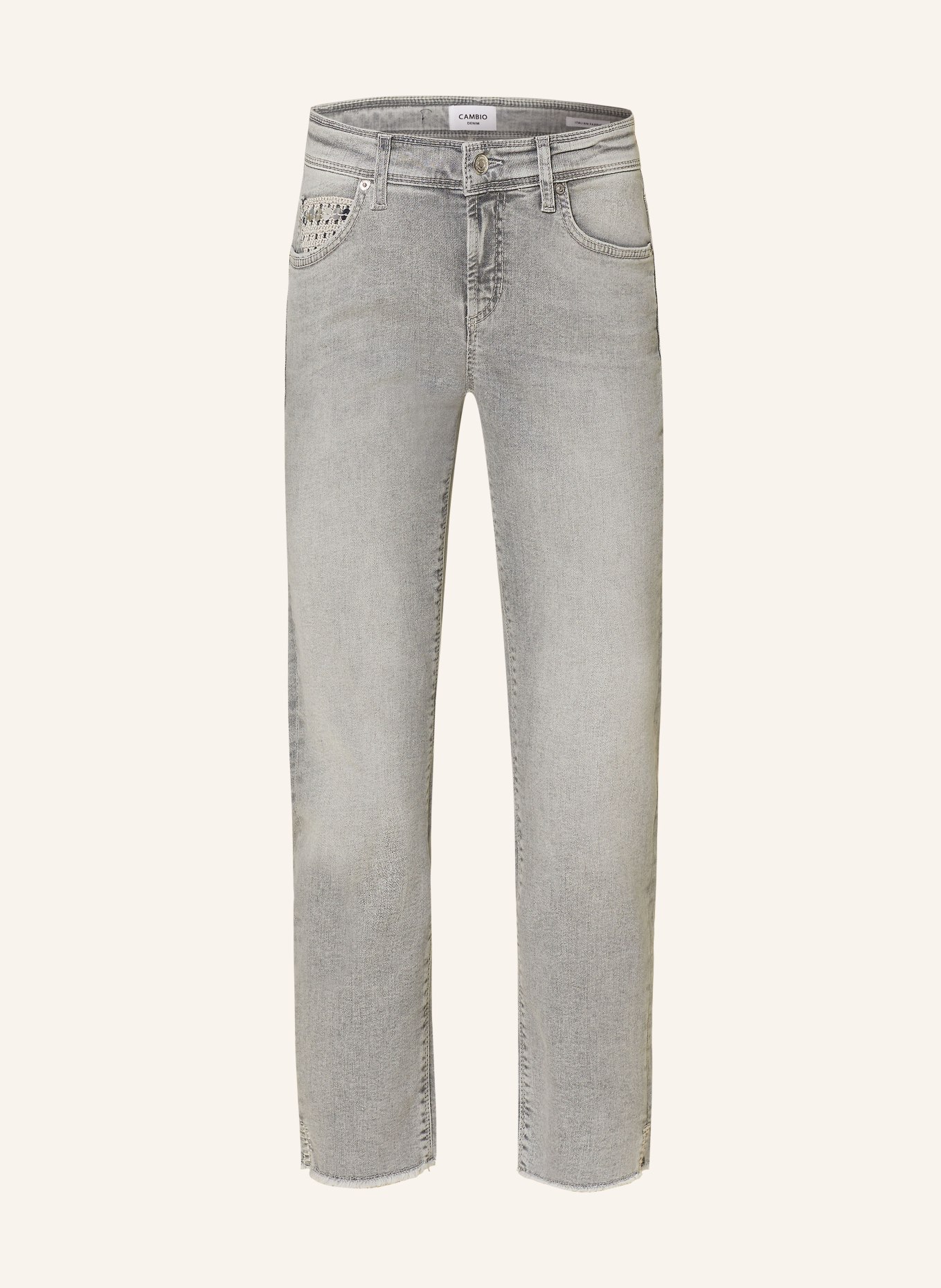 CAMBIO 7/8 jeans PIPER, Color: 5146 light grey fringed hem (Image 1)