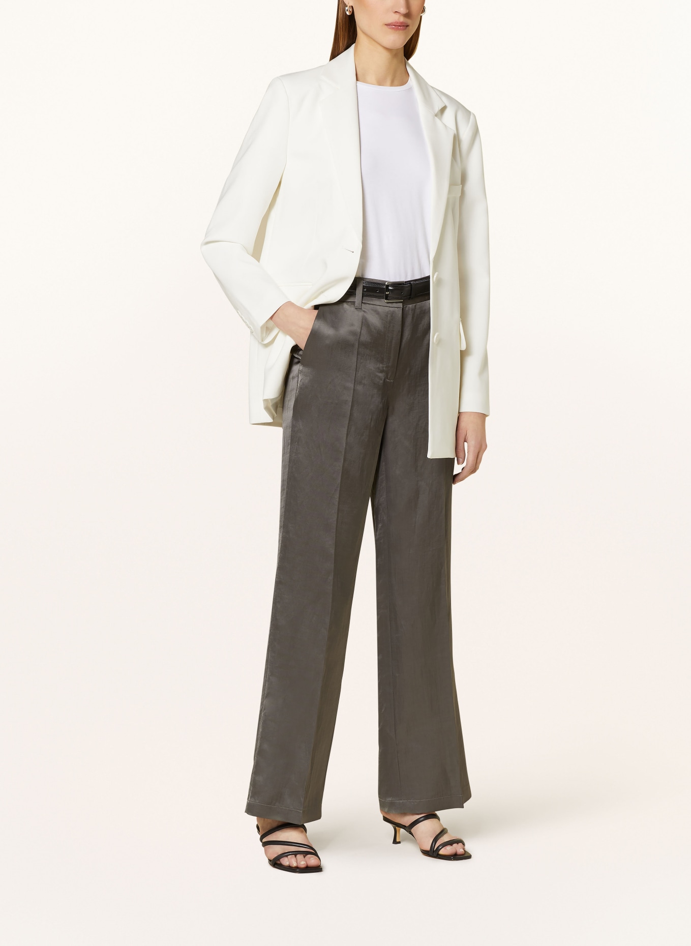 CAMBIO Spodnie marlena AMELIE z lnem: SZARY