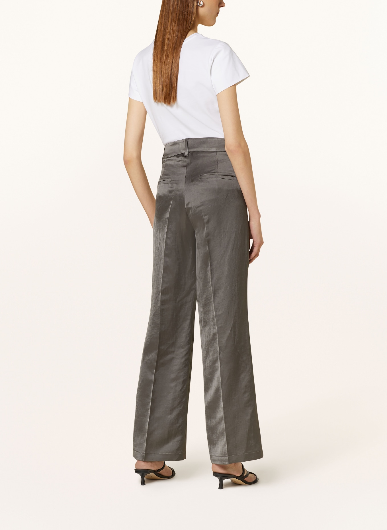 CAMBIO Spodnie marlena AMELIE z lnem: SZARY