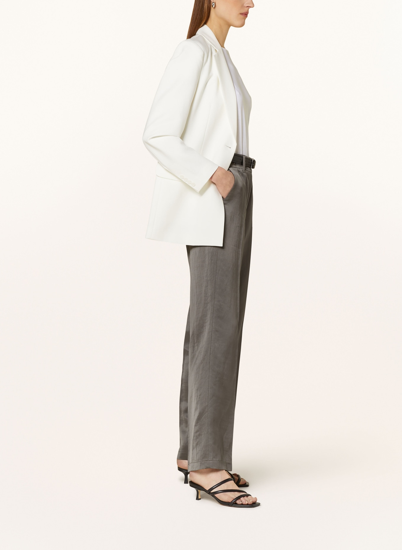 CAMBIO Spodnie marlena AMELIE z lnem: SZARY