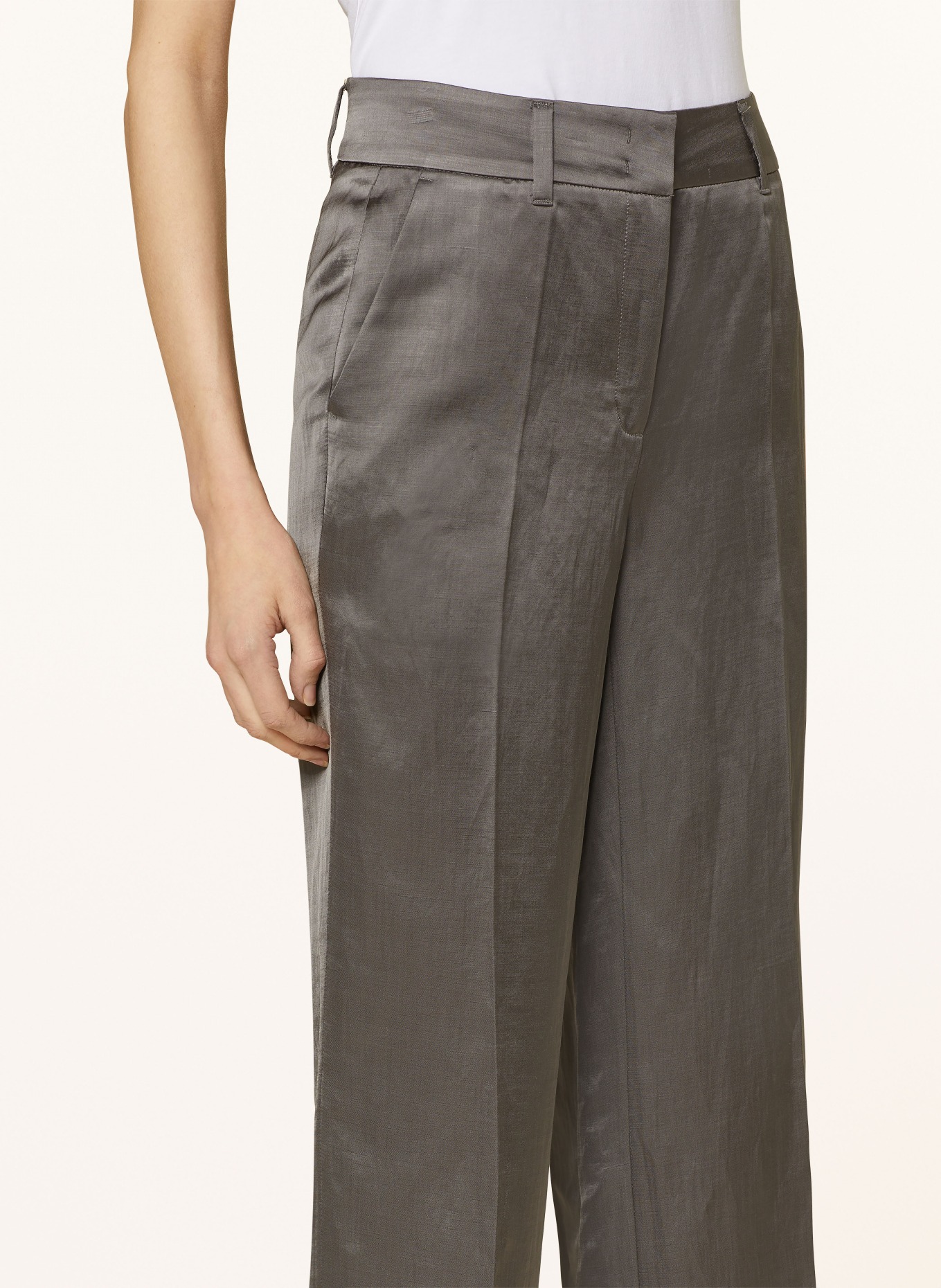 CAMBIO Spodnie marlena AMELIE z lnem: SZARY