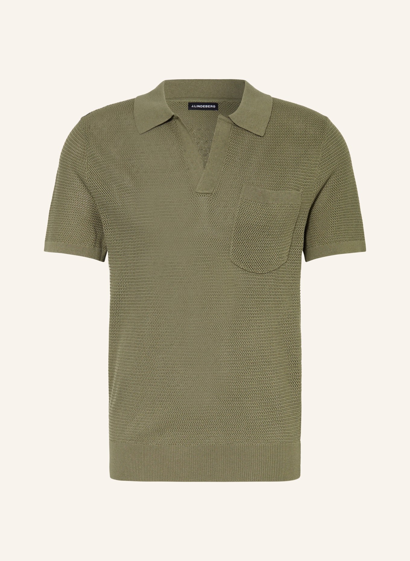 J.LINDEBERG Knitted polo shirt with silk, Color: OLIVE (Image 1)