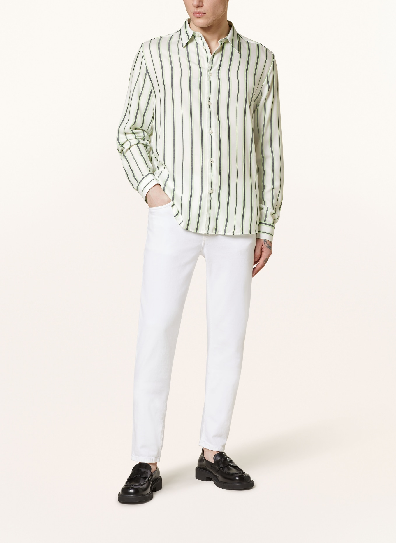 J.LINDEBERG Shirt comfort fit, Color: WHITE/ LIGHT GREEN/ BLACK (Image 2)
