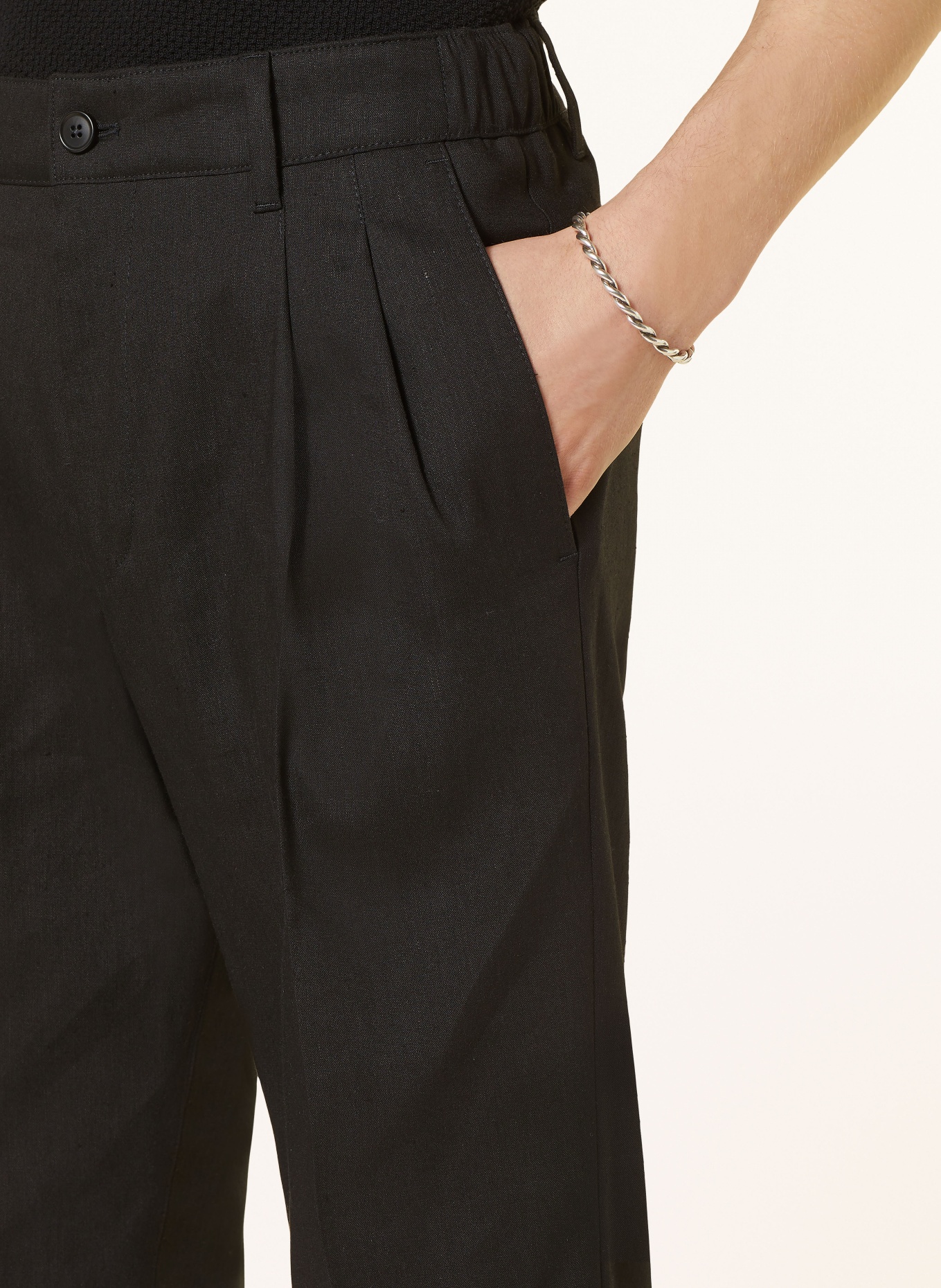 DRYKORN Trousers LEEK with linen regular fit, Color: BLACK (Image 5)