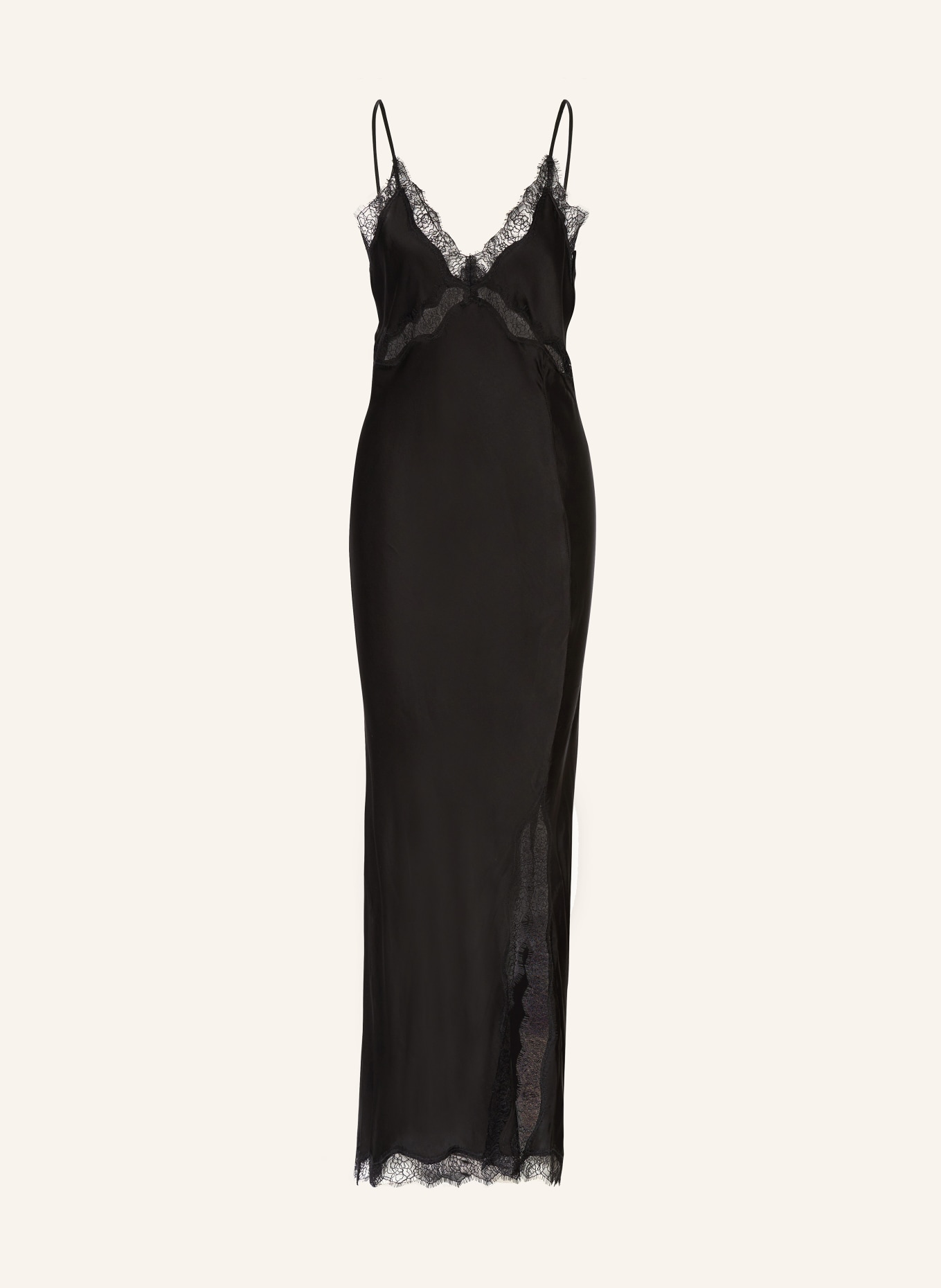 Herskind Satin dress JONATHAN with lace, Color: BLACK (Image 1)