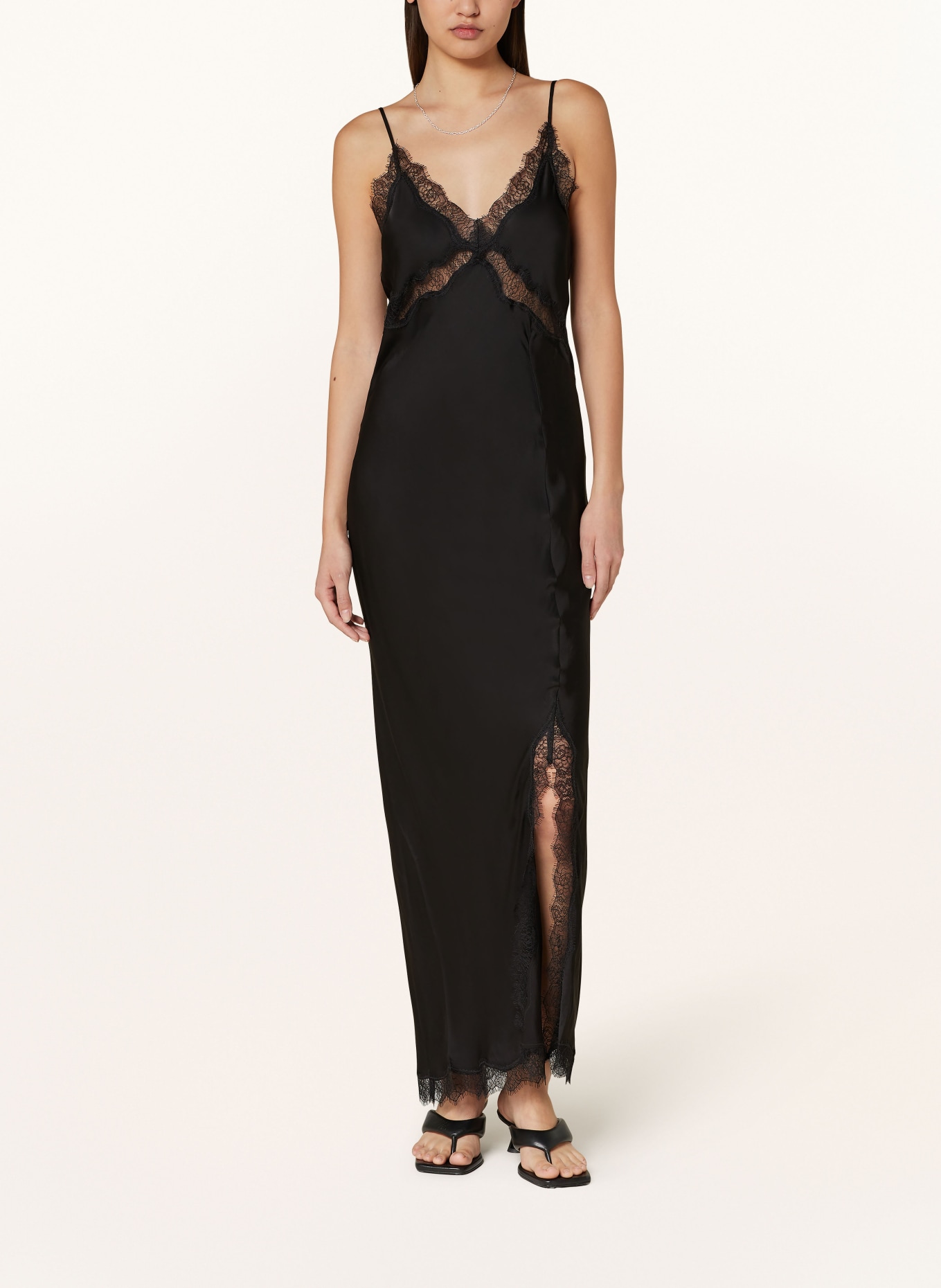 Herskind Satin dress JONATHAN with lace, Color: BLACK (Image 2)