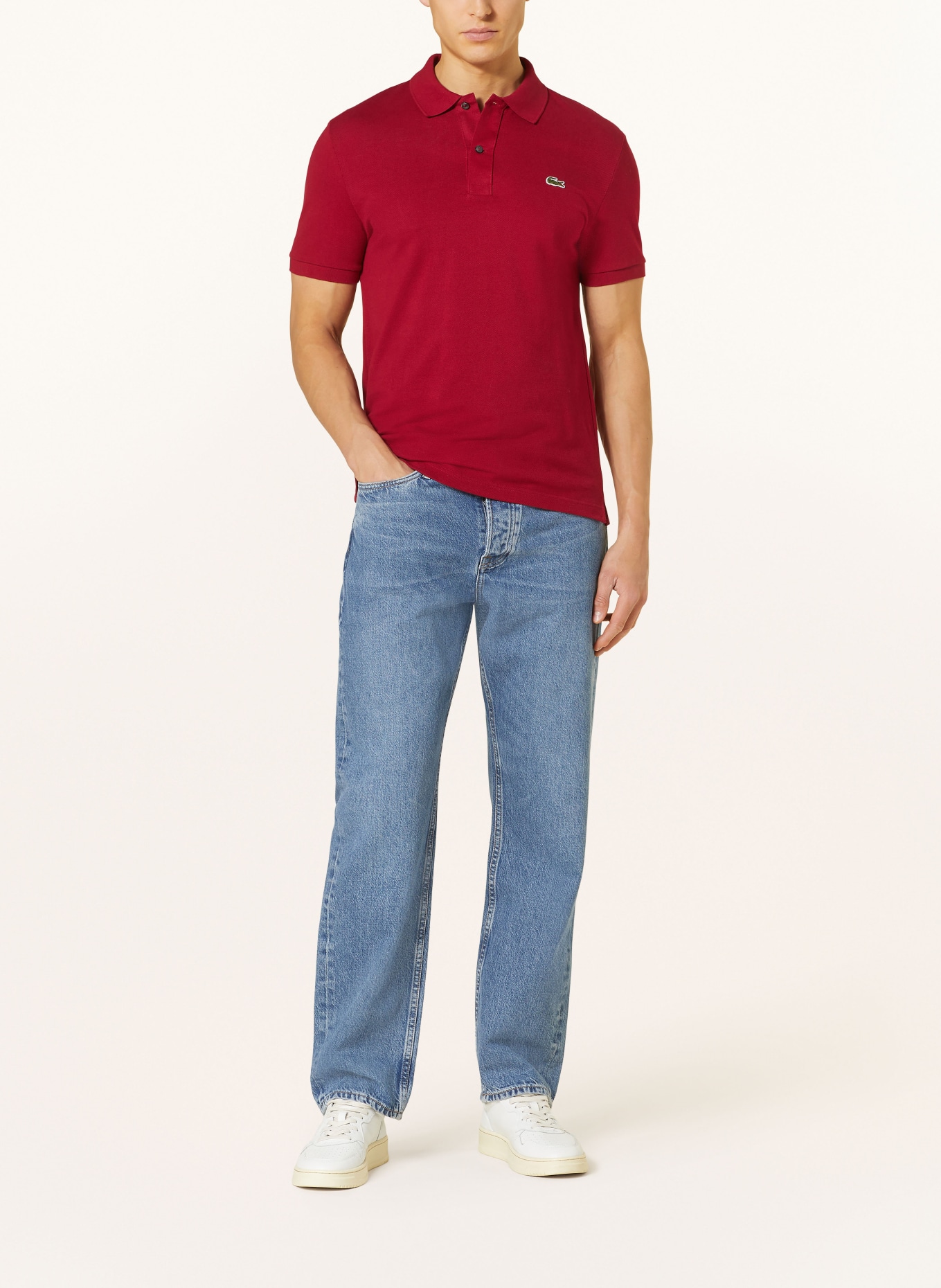 LACOSTE Piqué-Poloshirt Slim Fit: DUNKELROT