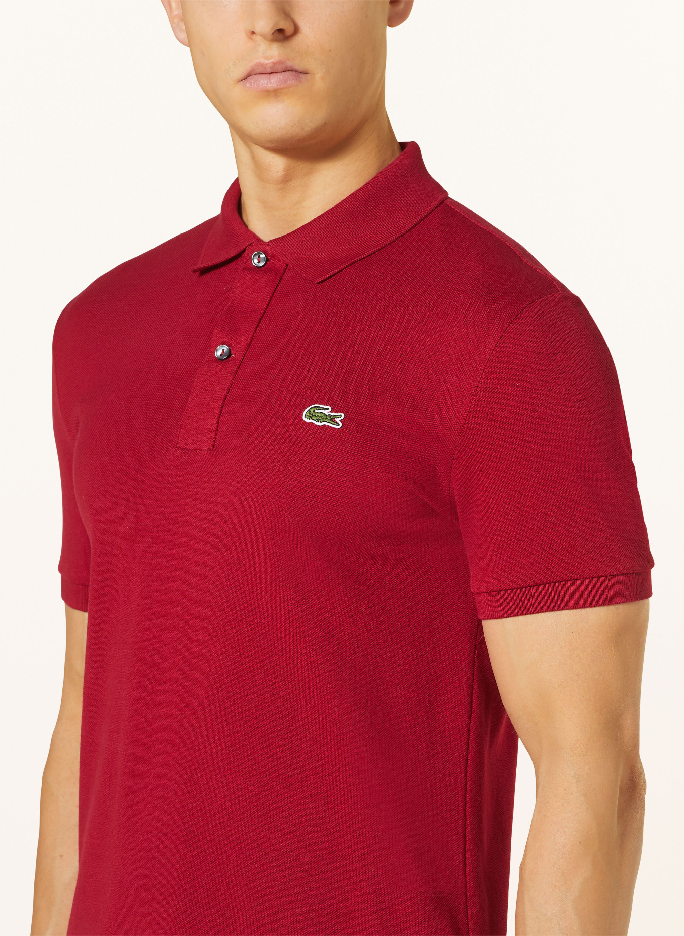 LACOSTE Piqué-Poloshirt Slim Fit: DUNKELROT