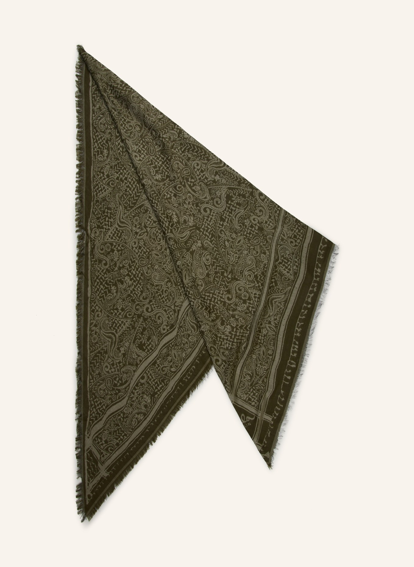 Lala Berlin Triangular scarf, Color: KHAKI/ OLIVE (Image 1)