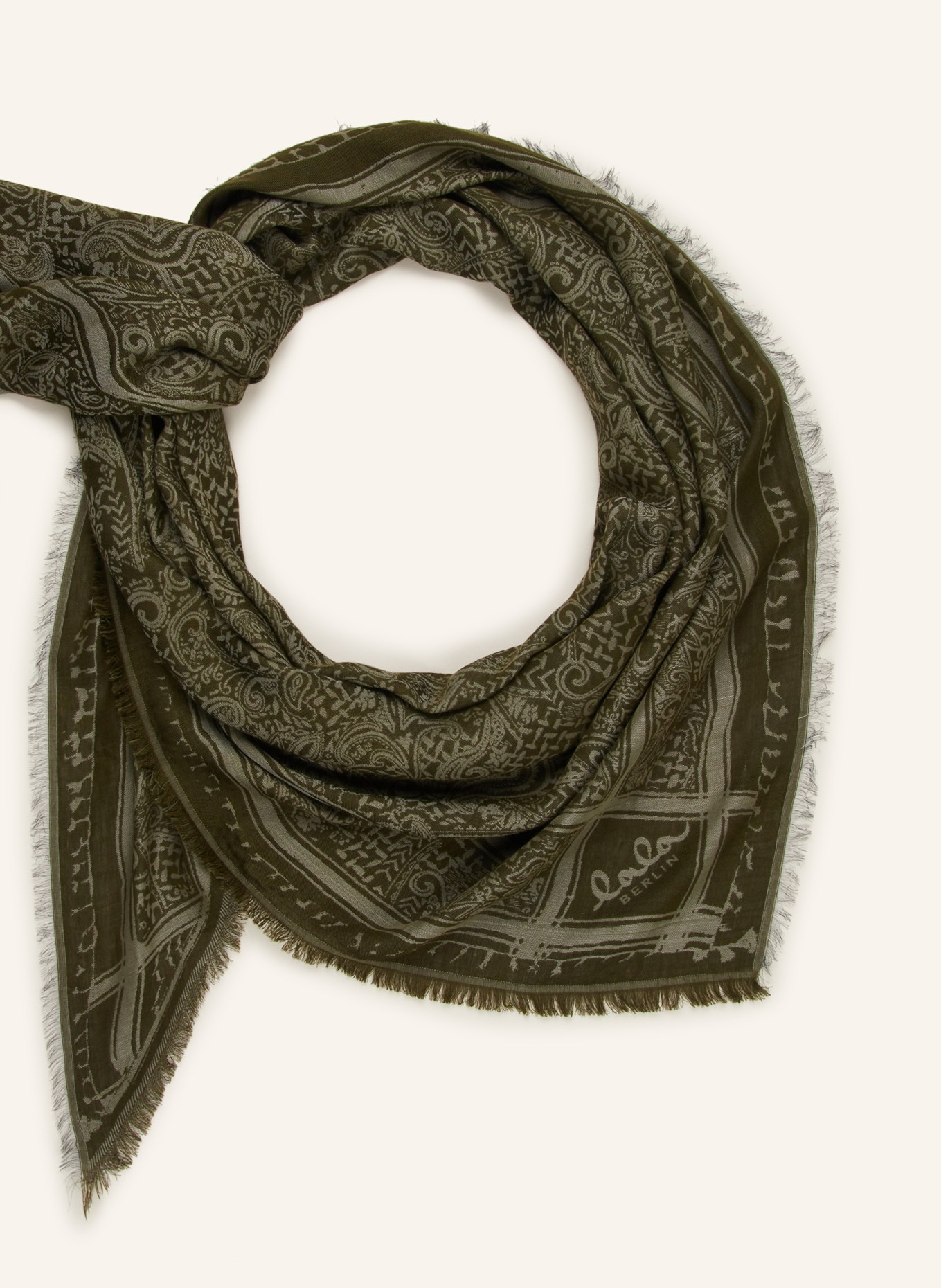 Lala Berlin Triangular scarf, Color: KHAKI/ OLIVE (Image 2)