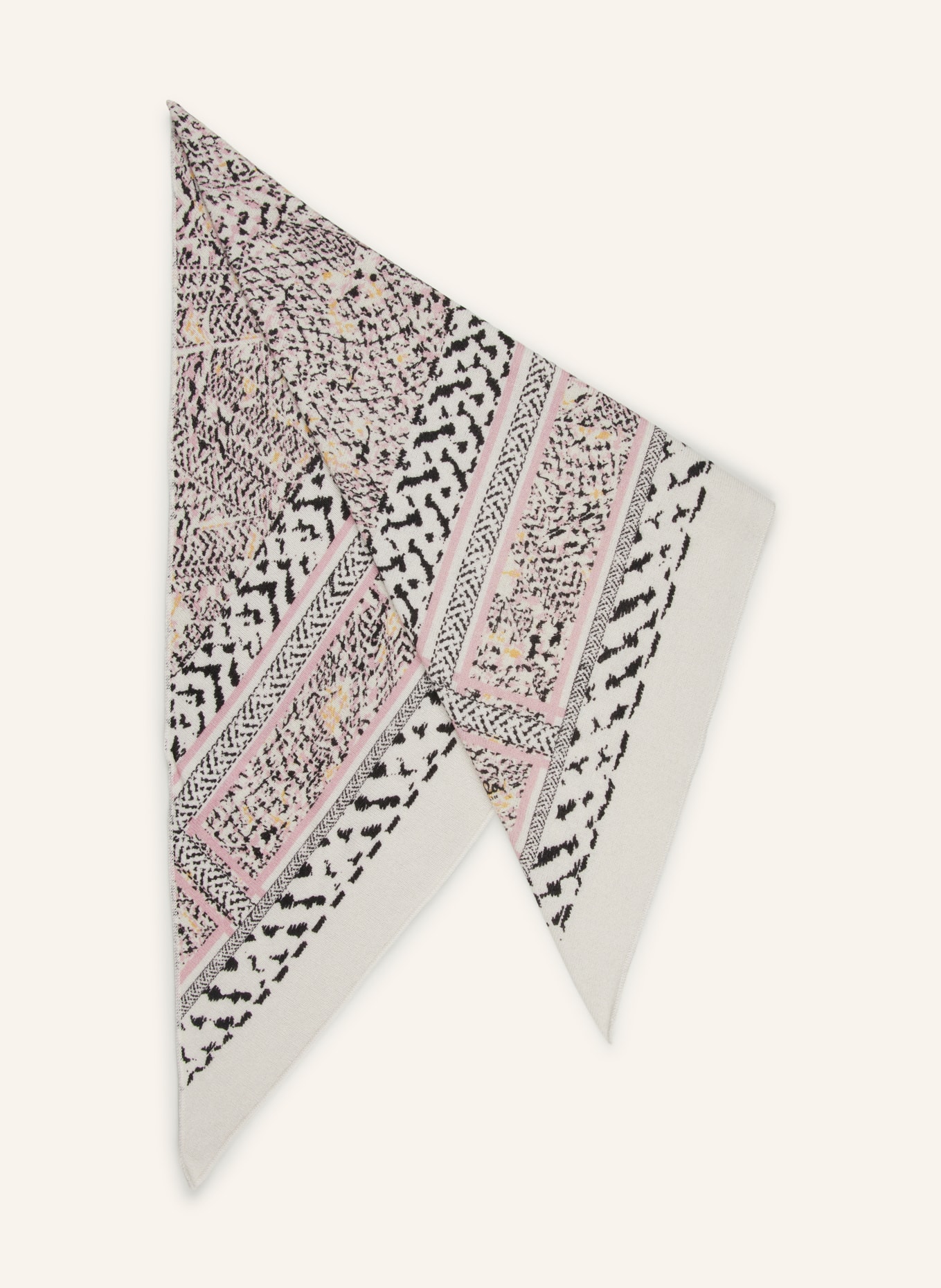 Lala Berlin Triangular scarf in cashmere, Color: ECRU/ BLACK/ PINK (Image 1)