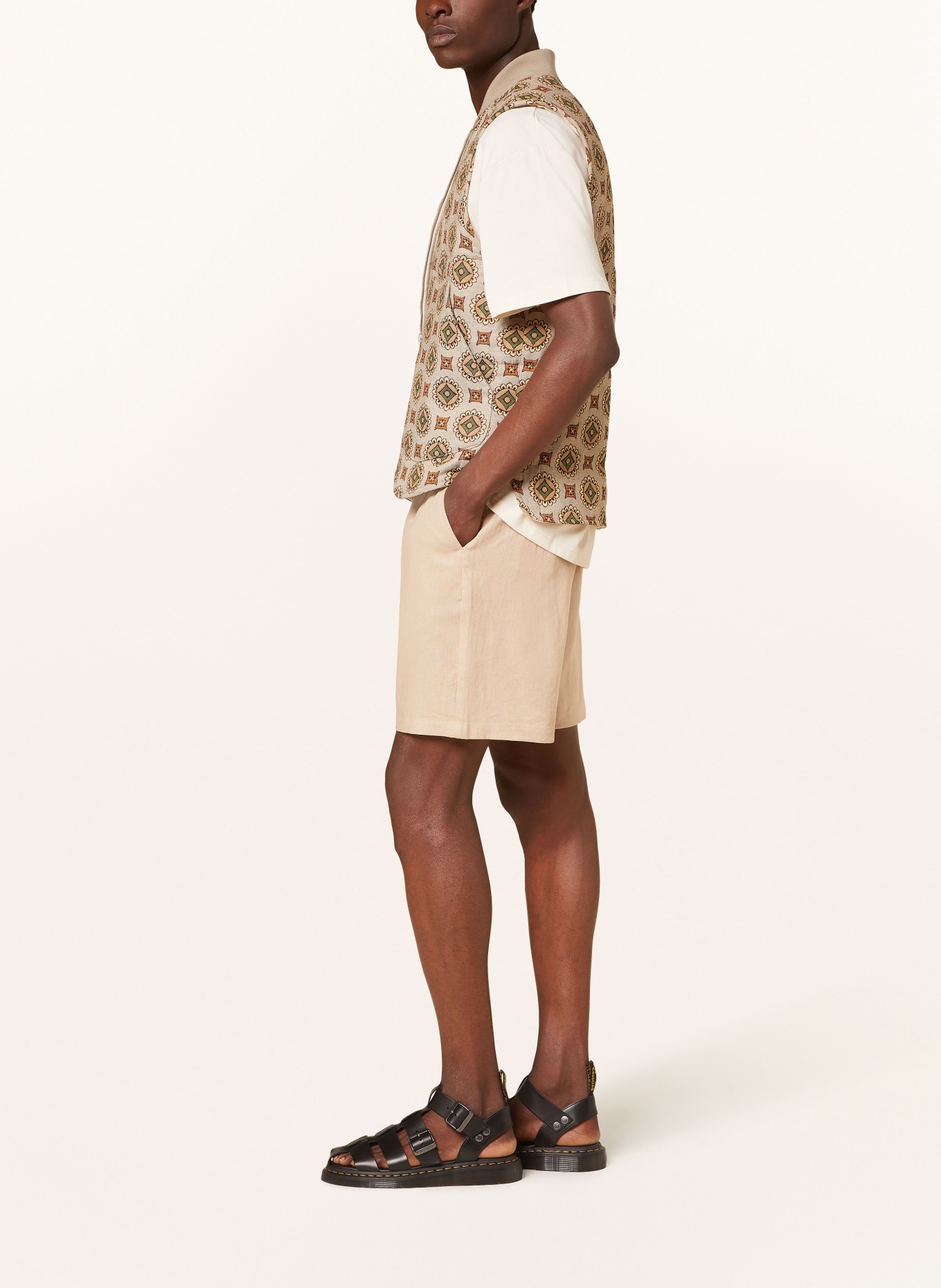 LES DEUX Shorts OTTO with linen, Color: BEIGE (Image 4)