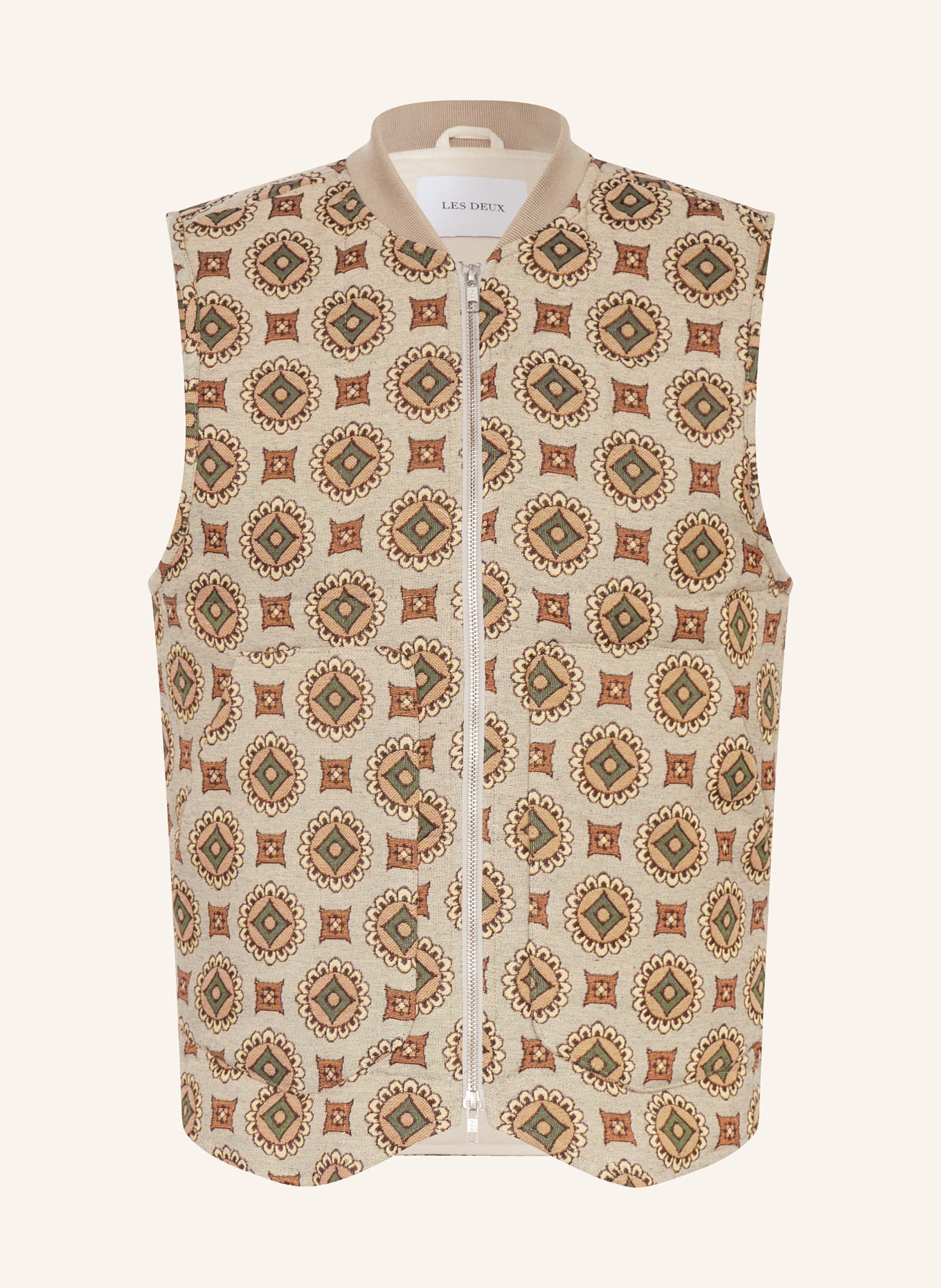 LES DEUX Jacquard vest MERCURY, Color: BEIGE/ GREEN (Image 1)