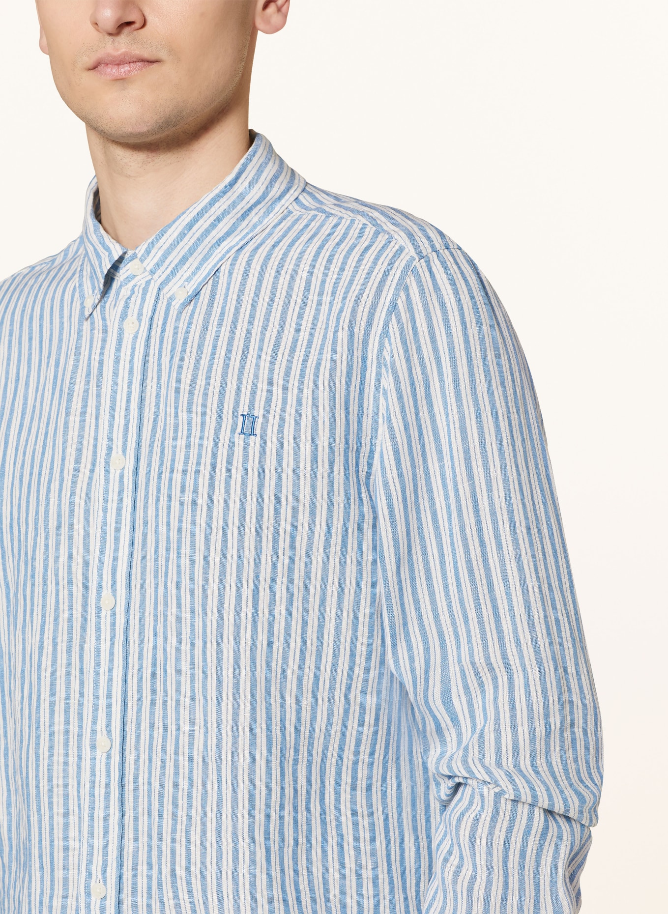 LES DEUX Linen shirt KRISTIAN regular fit, Color: LIGHT BLUE/ ECRU (Image 4)