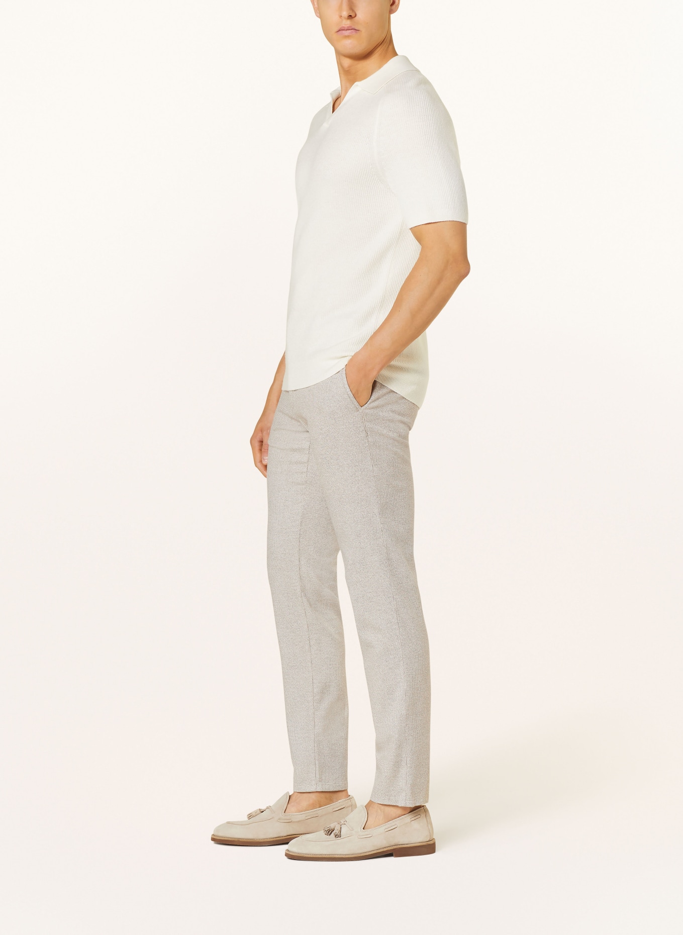 ALBERTO Pants ROB slim fit, Color: ECRU/ BROWN (Image 4)