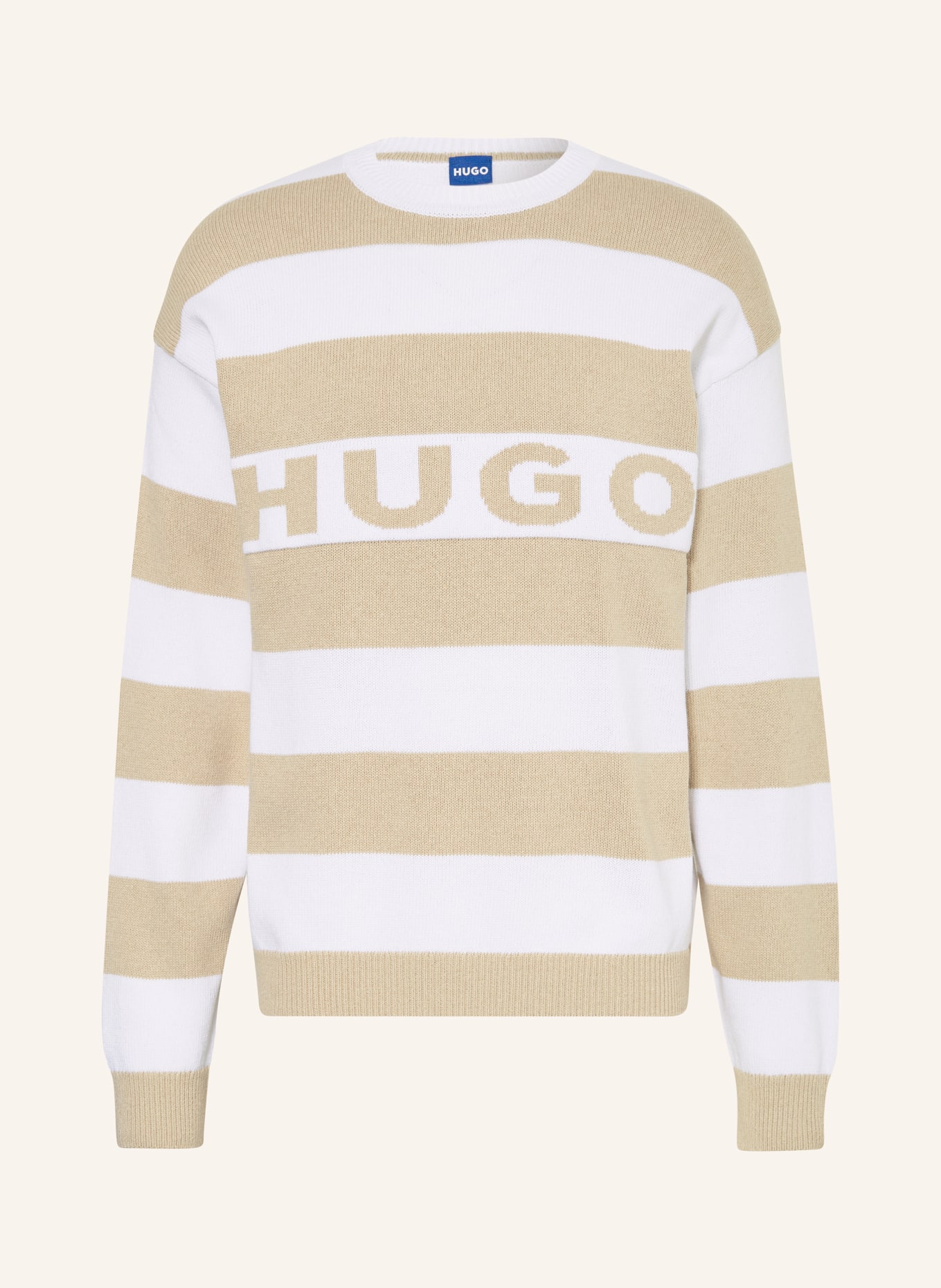 HUGO BLUE Sweater SOBUEH, Color: BEIGE/ WHITE (Image 1)