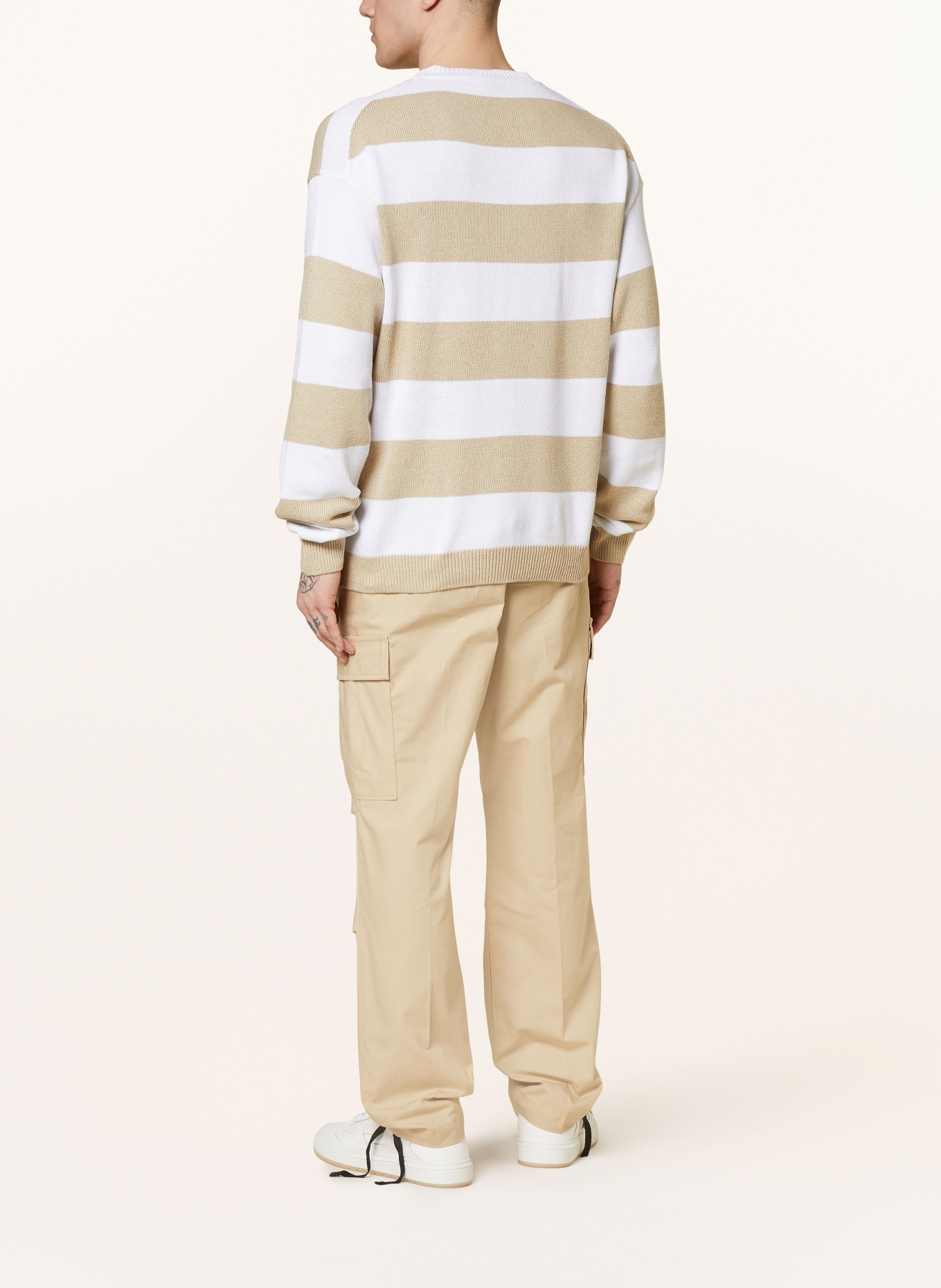 HUGO BLUE Sweater SOBUEH, Color: BEIGE/ WHITE (Image 3)
