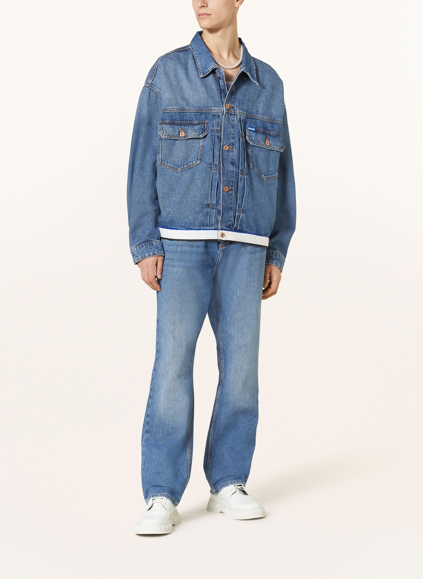HUGO BLUE Kurtka jeansowa oversize CORSO, Kolor: NIEBIESKI (Obrazek 2)
