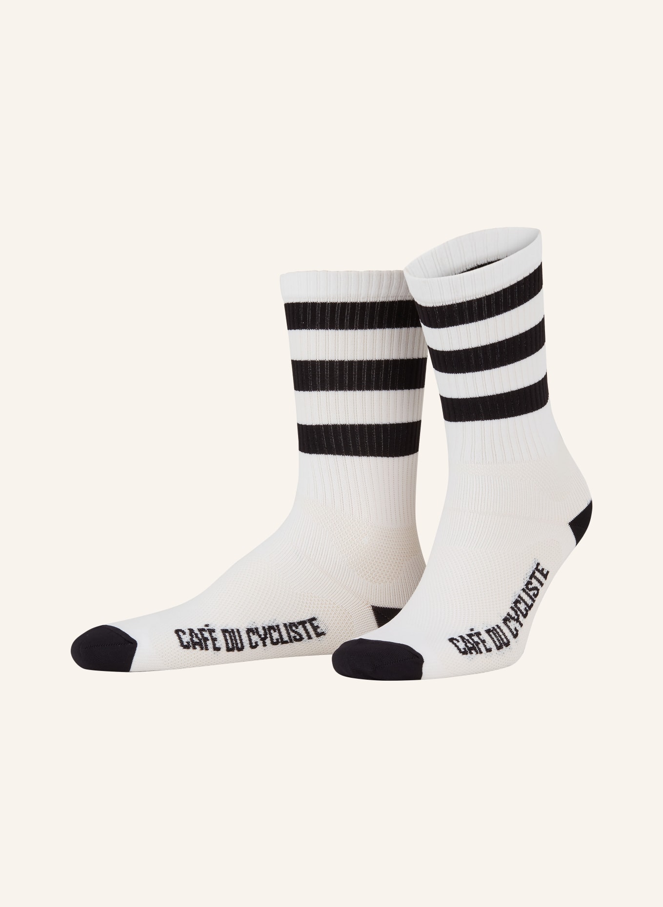 CAFÉ DU CYCLISTE Skarpety rowerowe SKATE: BLACK ON WHITE