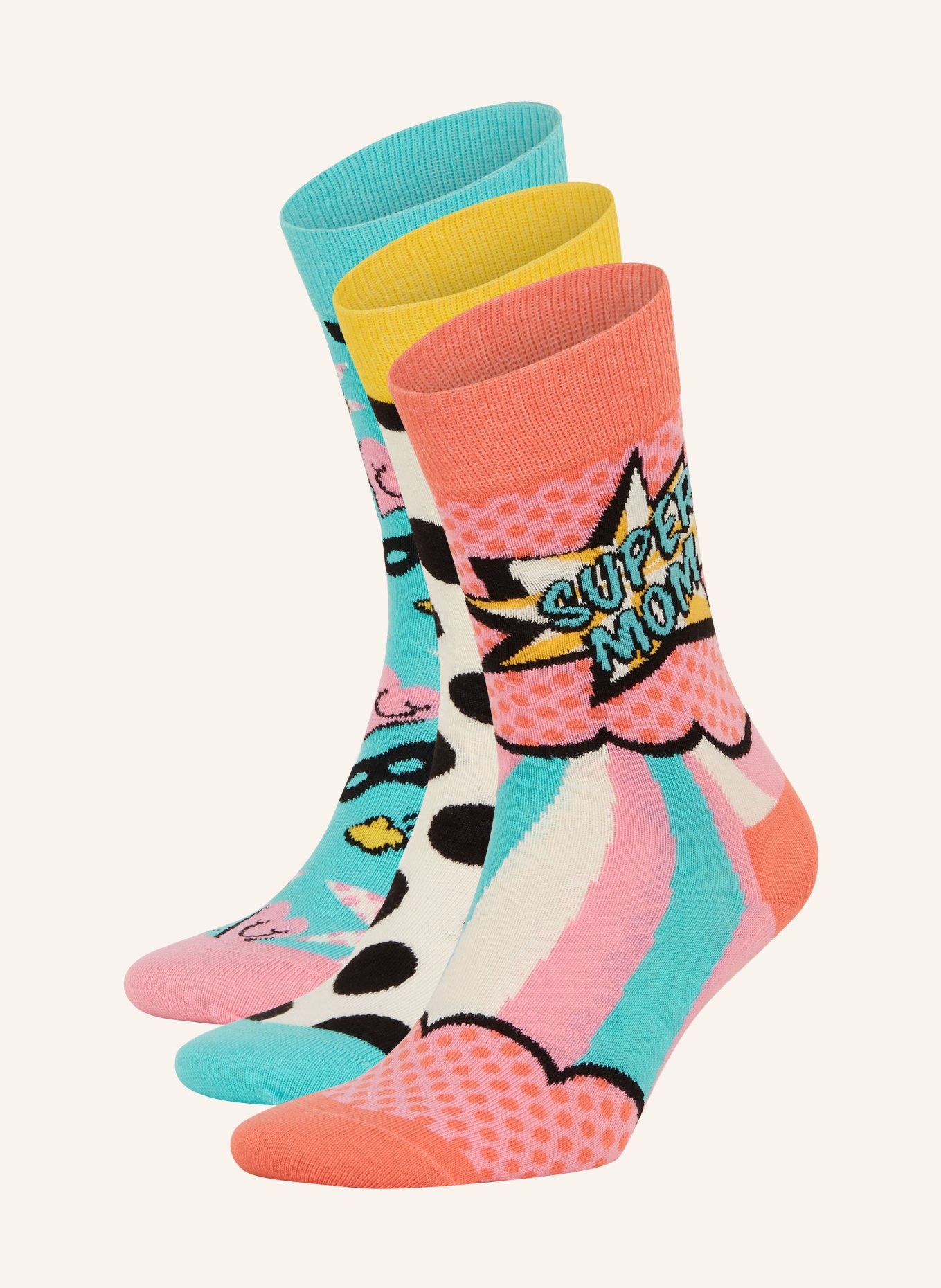 Happy Socks Ponožky MOTHER‘S DAY, 3 páry v dárkovém balení, Barva: 4300 RED (Obrázek 1)