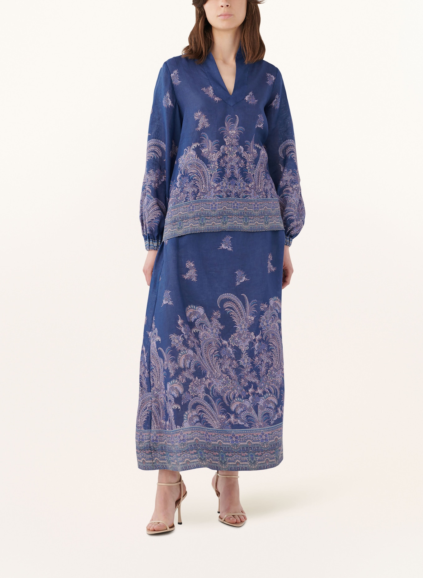 dea kudibal Linen tunic TUSTIDEA, Color: BLUE/ LIGHT PURPLE/ DUSKY PINK (Image 2)