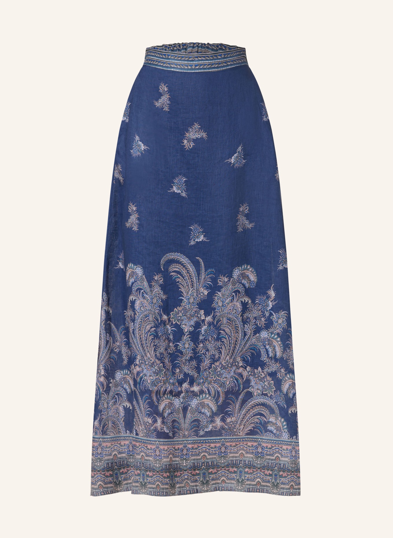 dea kudibal Linen skirt LARISSA, Color: BLUE/ LIGHT RED (Image 1)