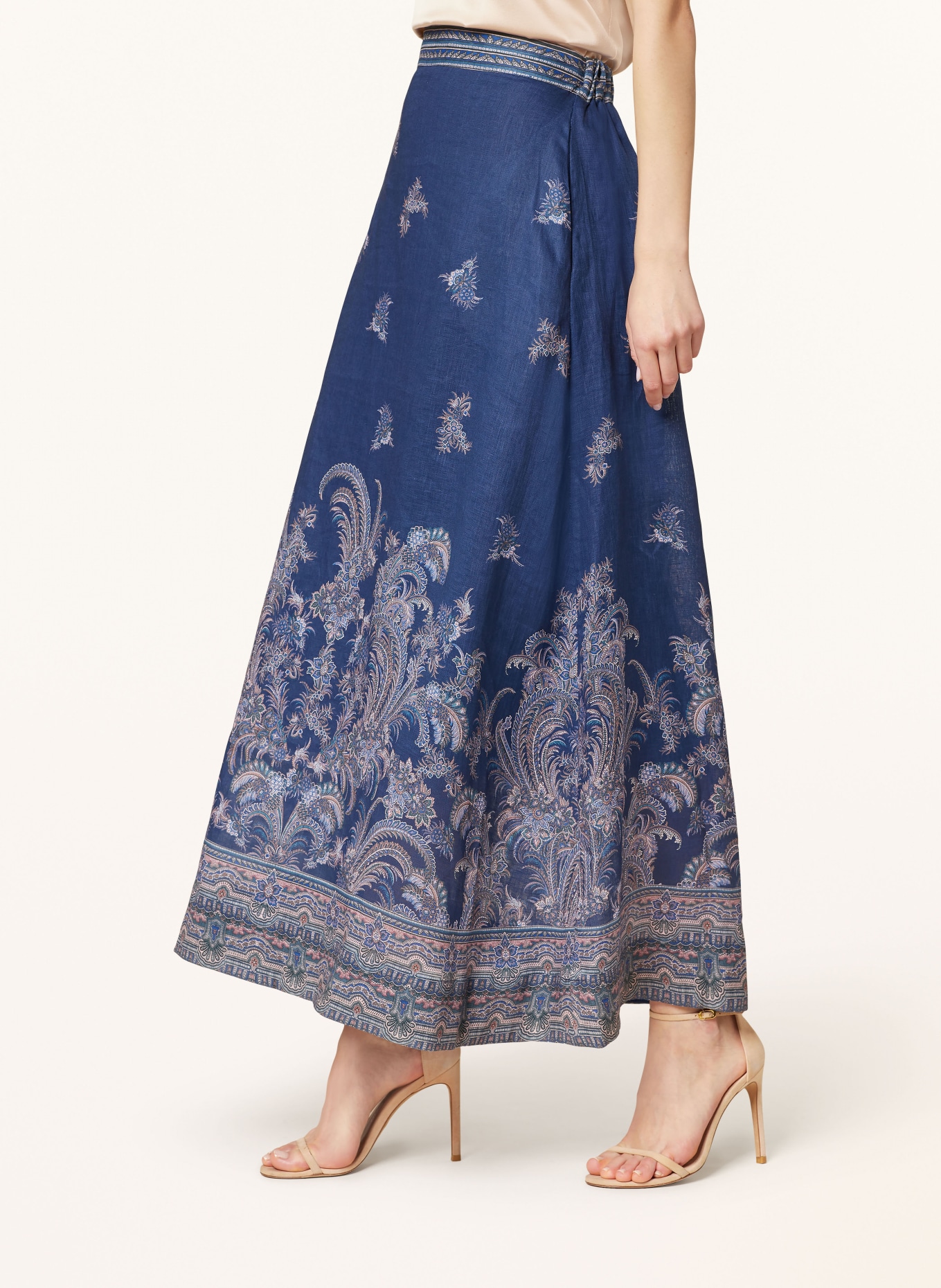 dea kudibal Linen skirt LARISSA, Color: BLUE/ LIGHT RED (Image 4)