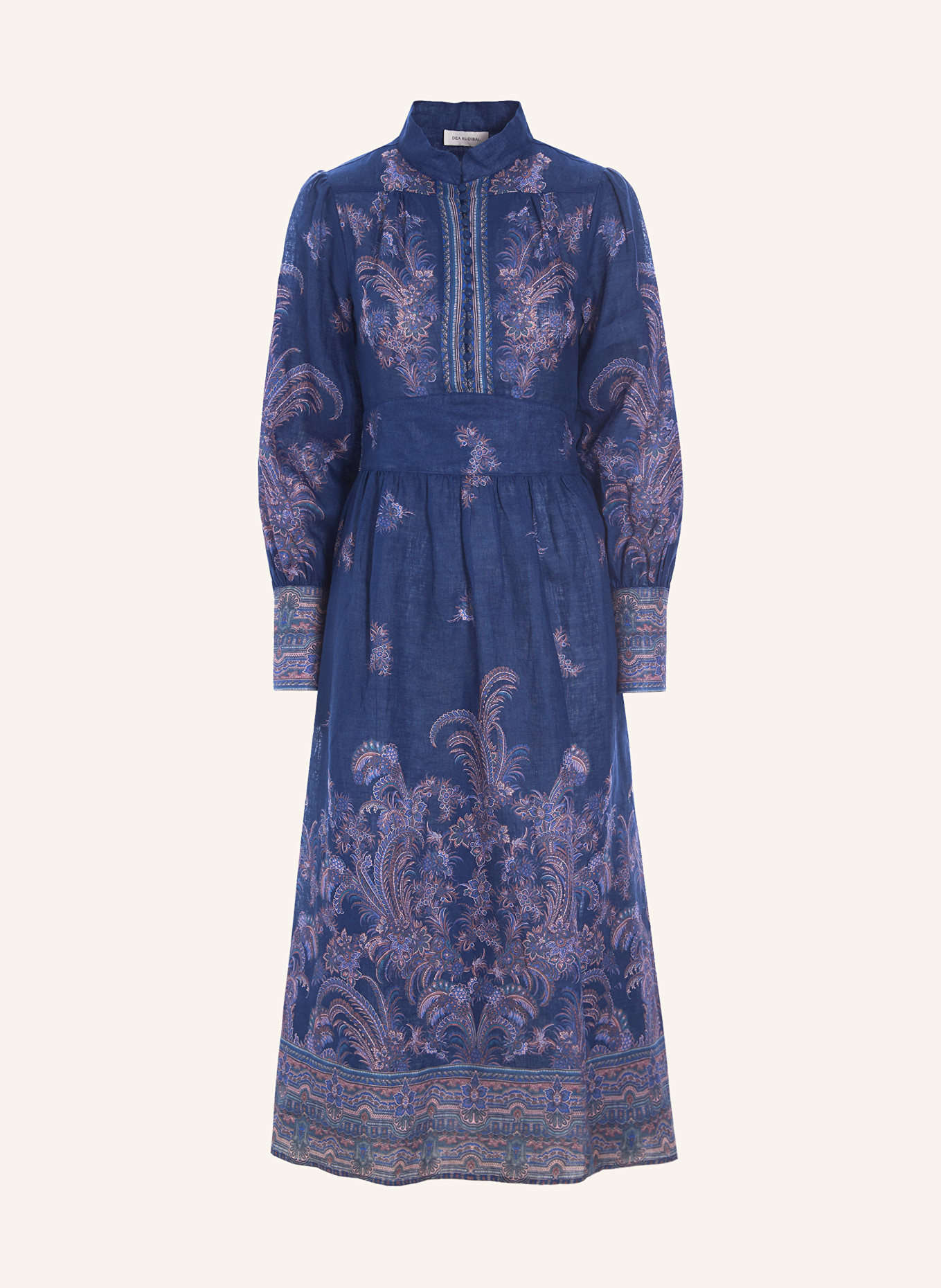 dea kudibal Linen dress ALONDRA, Color: BLUE/ DUSKY PINK/ LIGHT PURPLE (Image 1)