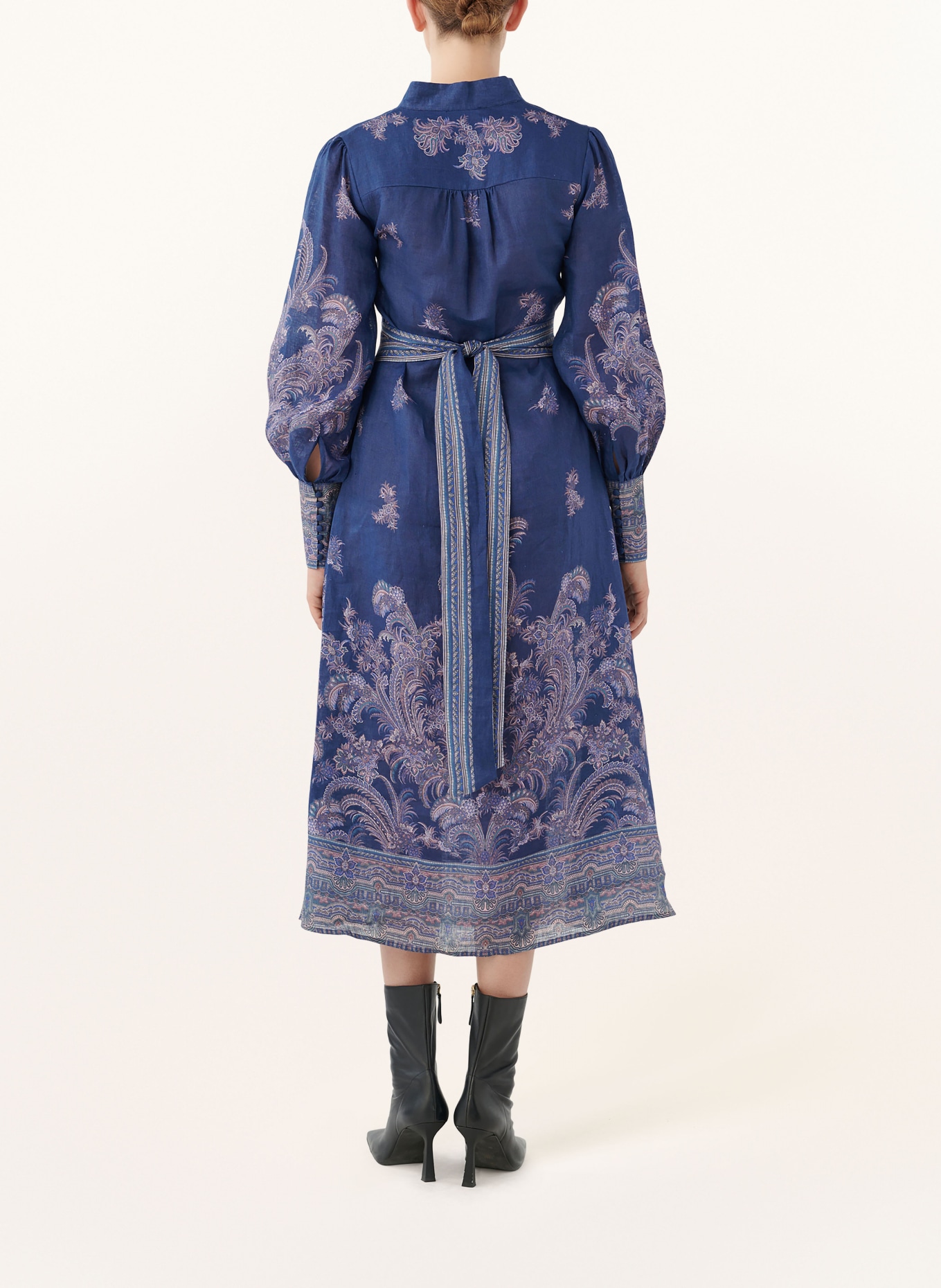 dea kudibal Linen dress ALONDRA, Color: BLUE/ DUSKY PINK/ LIGHT PURPLE (Image 3)