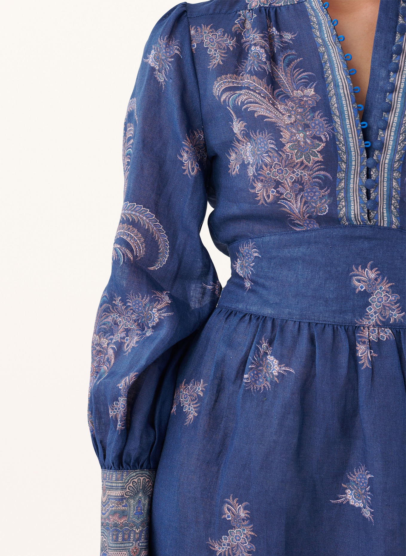 dea kudibal Linen dress ALONDRA, Color: BLUE/ DUSKY PINK/ LIGHT PURPLE (Image 4)