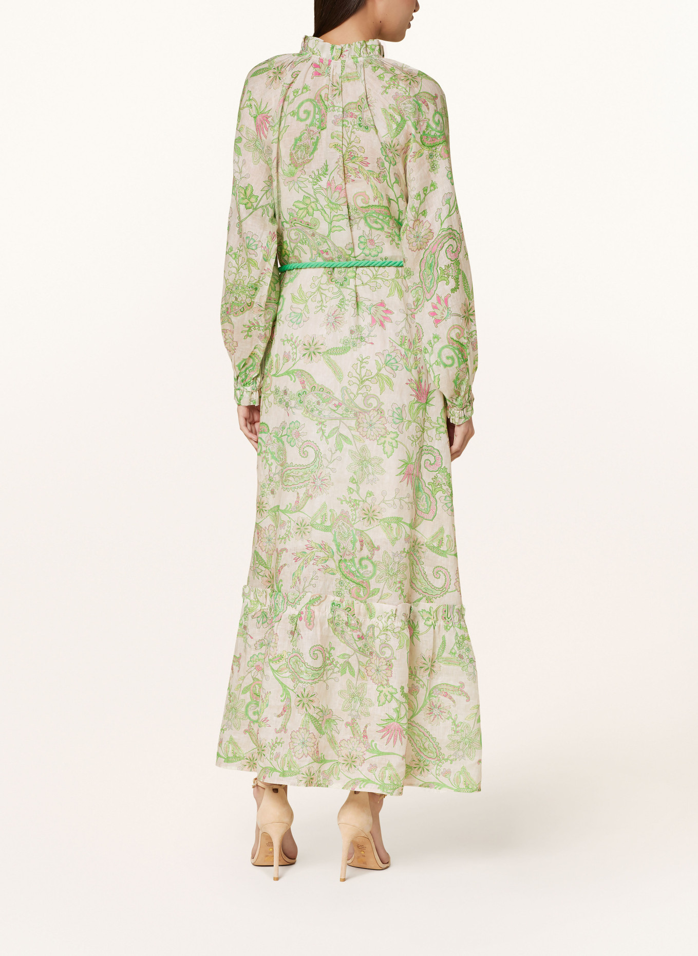 dea kudibal Linen dress IDANIA with frills, Color: CREAM/ LIGHT GREEN/ PINK (Image 3)