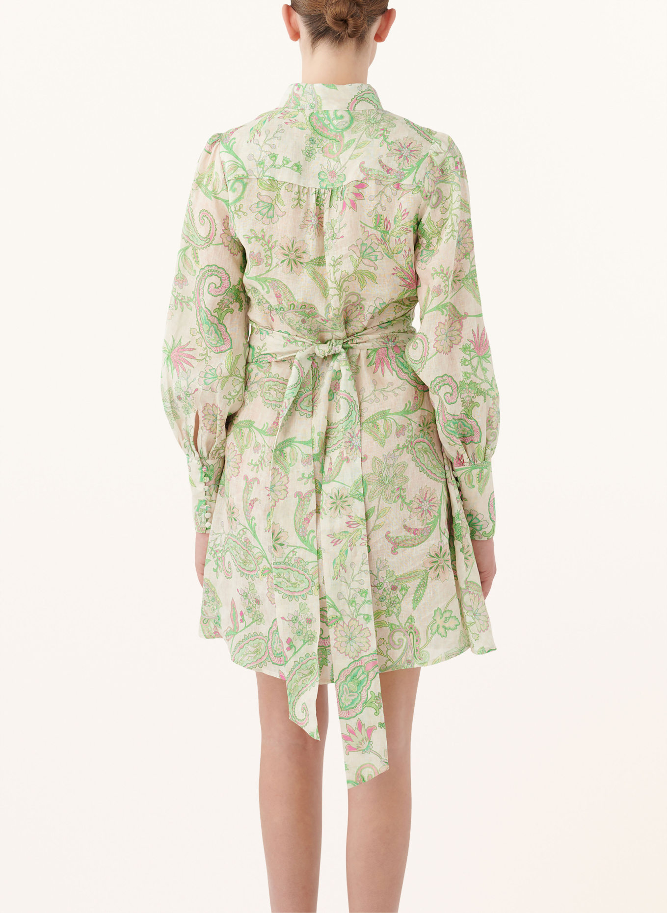 dea kudibal Linen dress ALMONDI, Color: GREEN/ PINK/ ECRU (Image 3)
