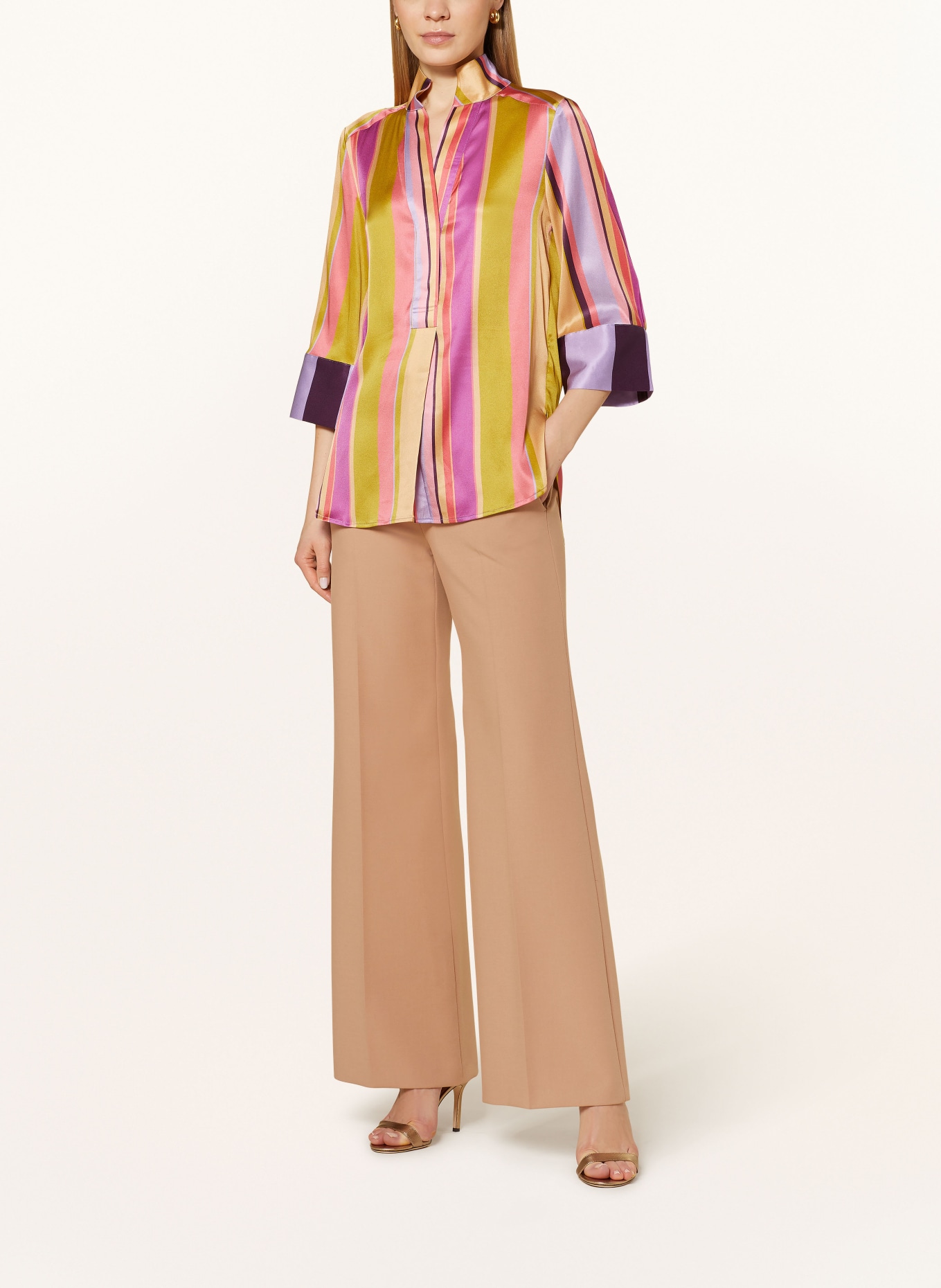 dea kudibal Silk blouse KAMI with 3/4 sleeve, Color: PURPLE/ OLIVE/ BEIGE (Image 2)