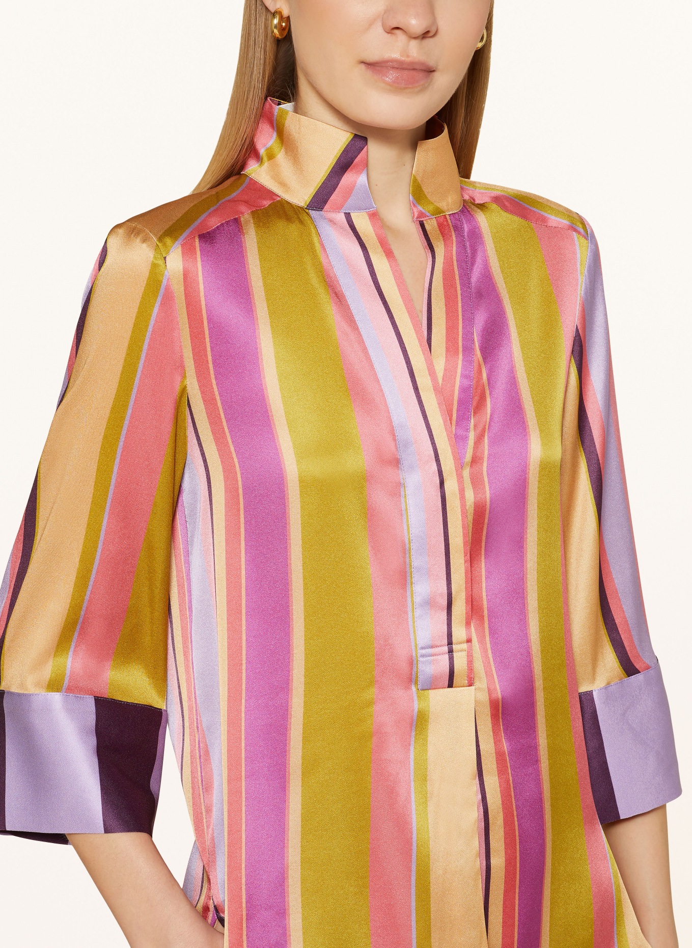 dea kudibal Silk blouse KAMI with 3/4 sleeve, Color: PURPLE/ OLIVE/ BEIGE (Image 4)
