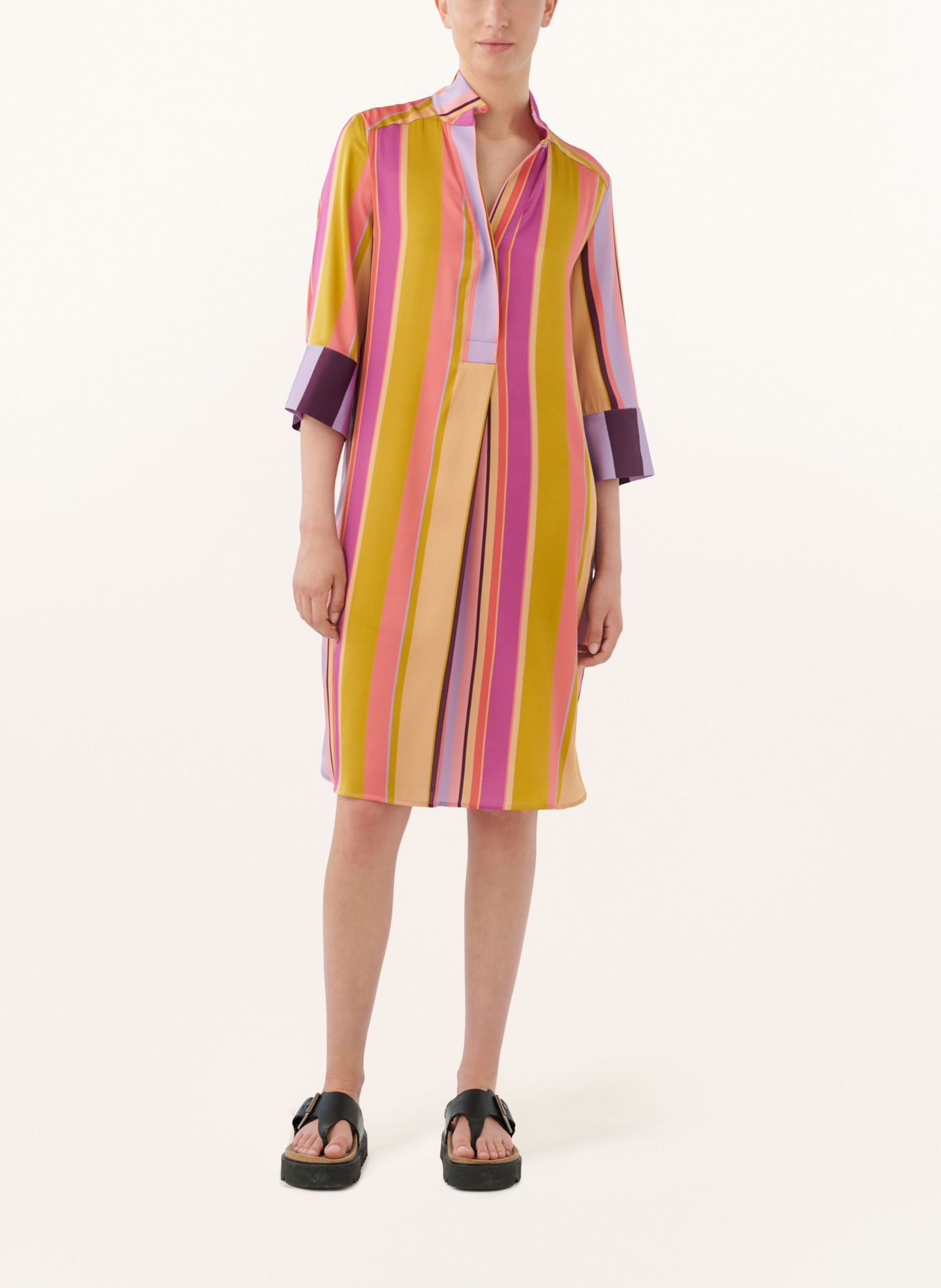 dea kudibal Silk dress KAMILLES with 3/4 sleeve, Color: CAMEL/ LIGHT RED/ PURPLE (Image 2)