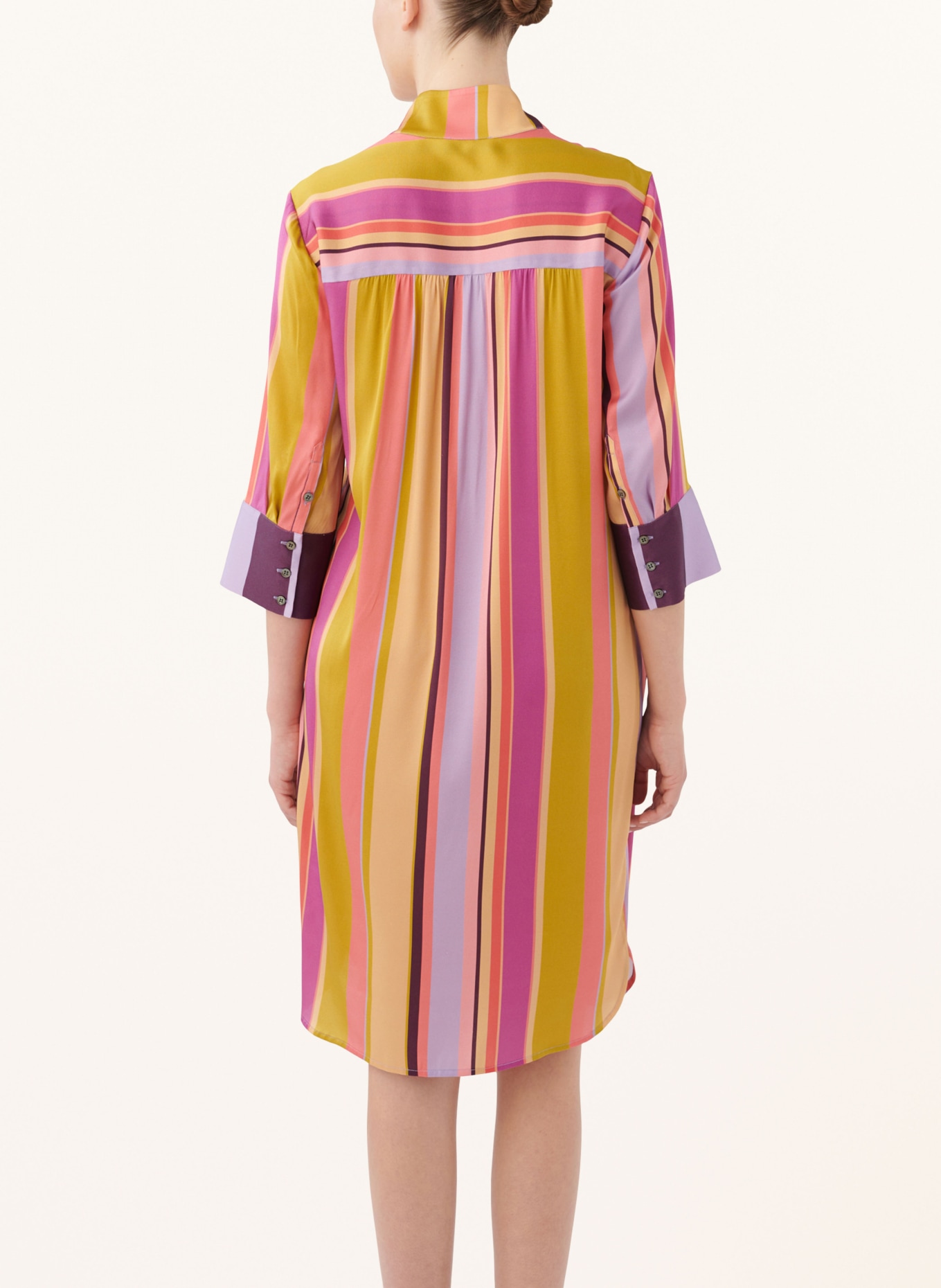 dea kudibal Silk dress KAMILLES with 3/4 sleeve, Color: CAMEL/ LIGHT RED/ PURPLE (Image 3)