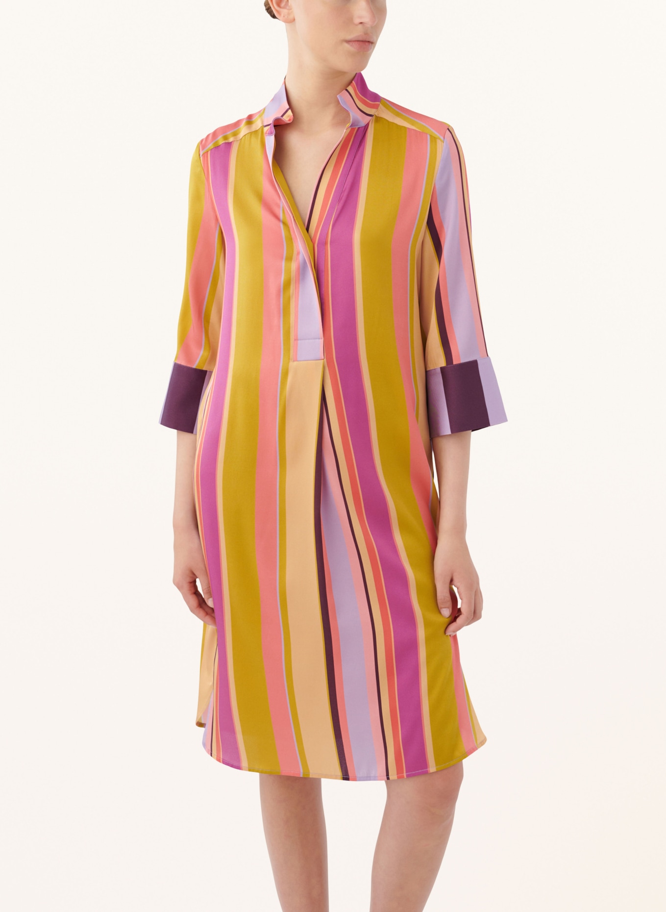 dea kudibal Silk dress KAMILLES with 3/4 sleeve, Color: CAMEL/ LIGHT RED/ PURPLE (Image 4)