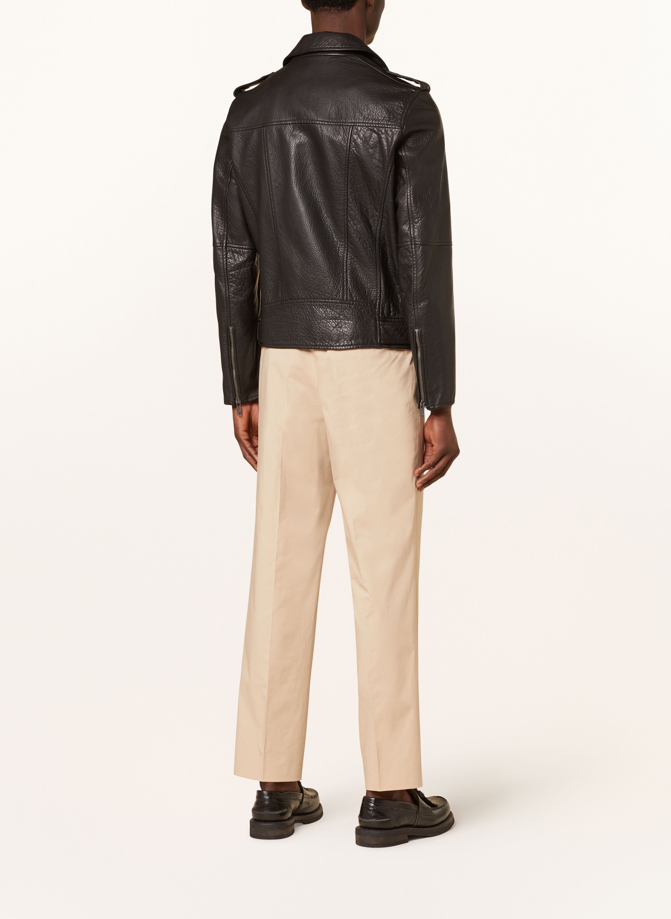 HUGO Leather jacket LOWIS, Color: BLACK (Image 3)