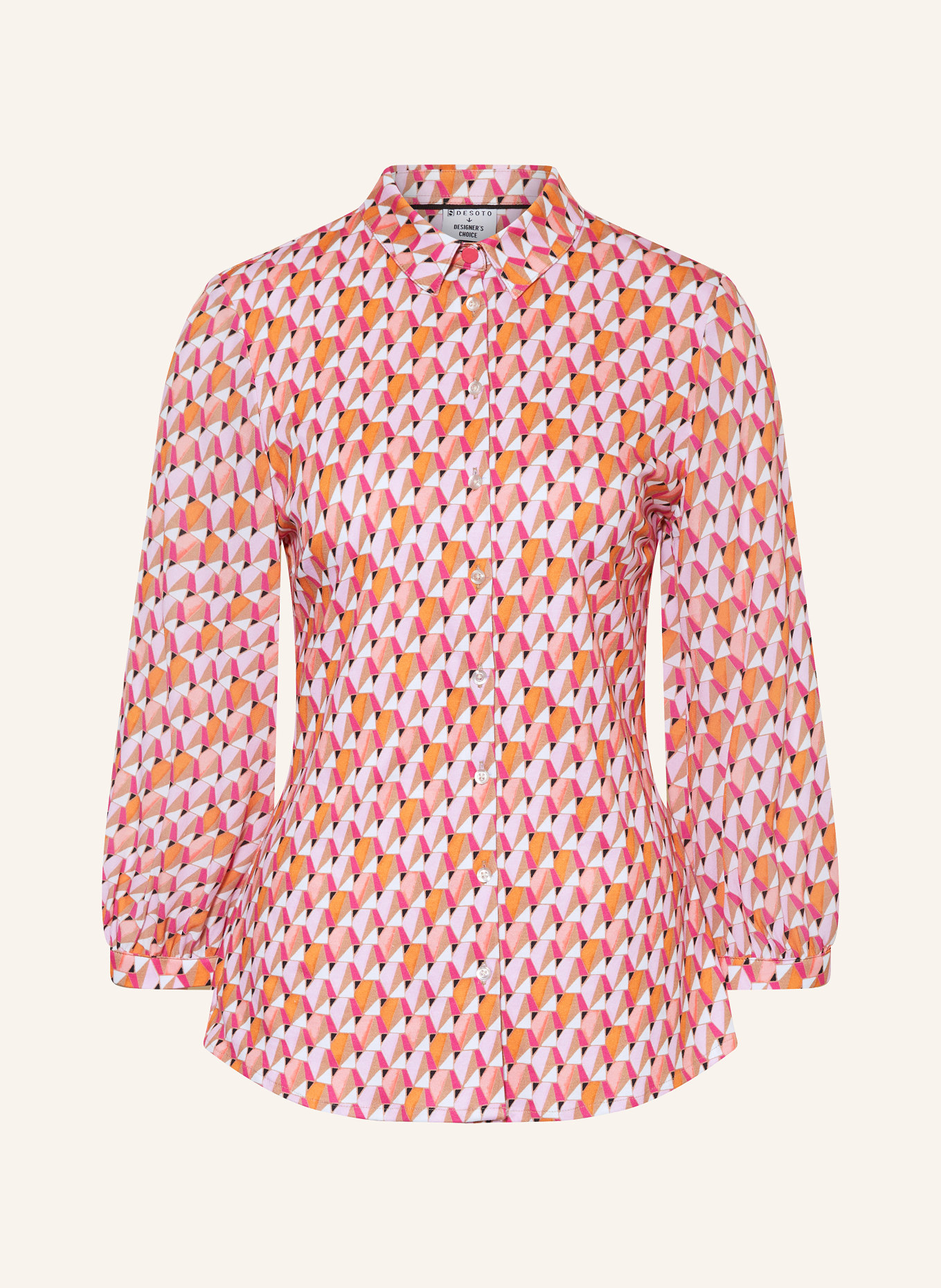 DESOTO Shirt blouse PIA in mixed materials, Color: ORANGE/ FUCHSIA/ COGNAC (Image 1)