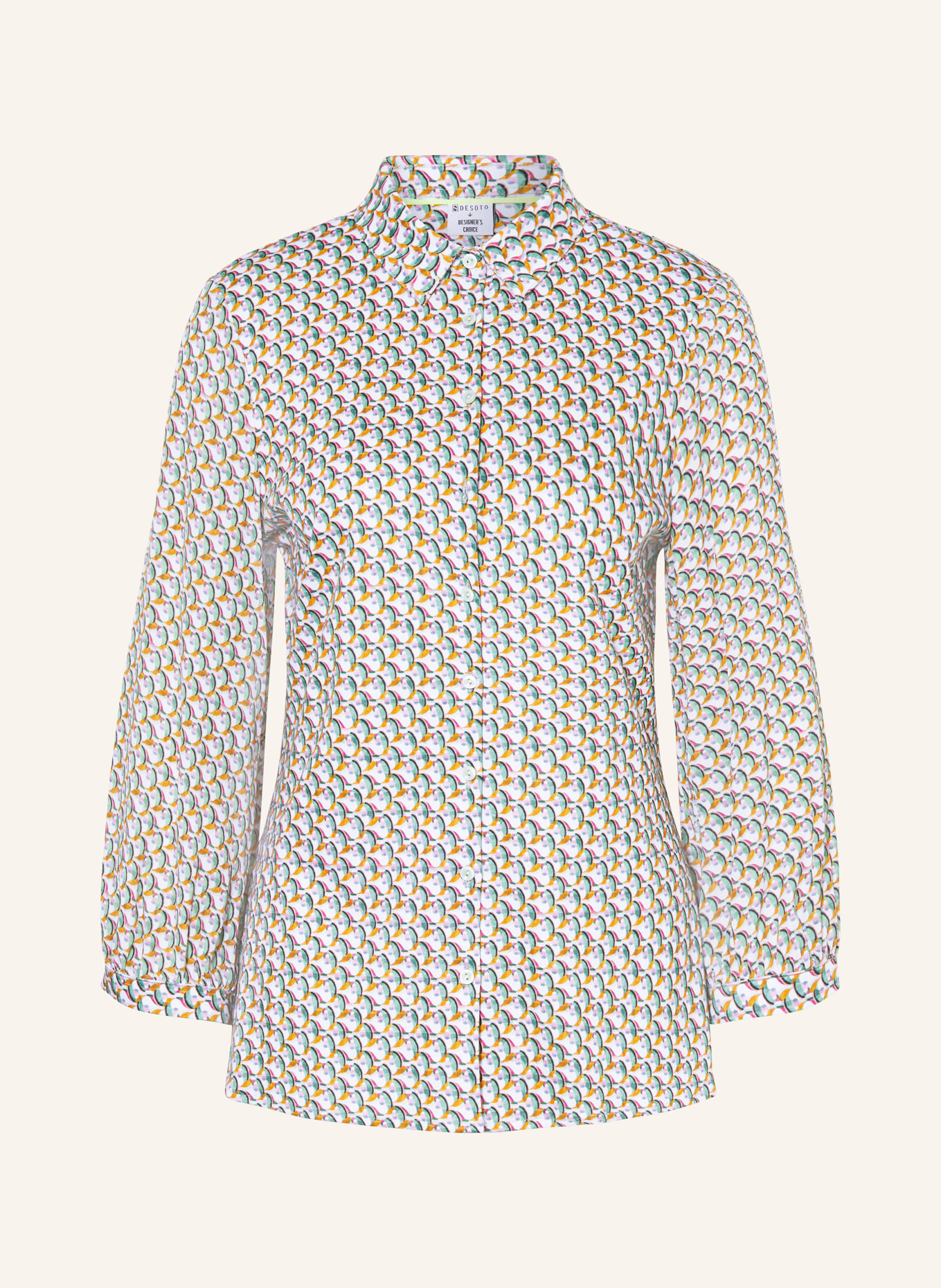 DESOTO Shirt blouse PIA, Color: GREEN/ WHITE/ ORANGE (Image 1)