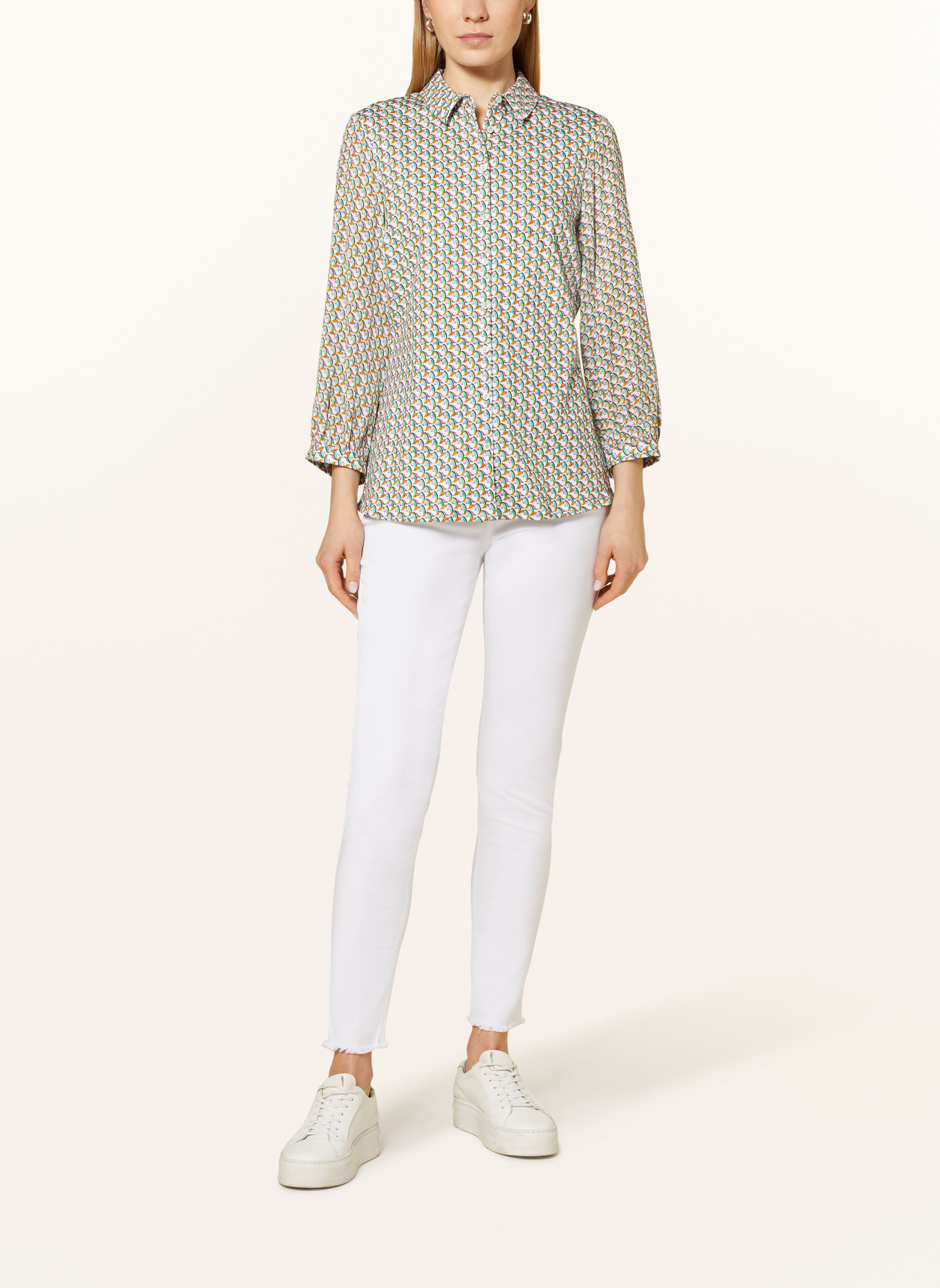 DESOTO Shirt blouse PIA, Color: GREEN/ WHITE/ ORANGE (Image 2)