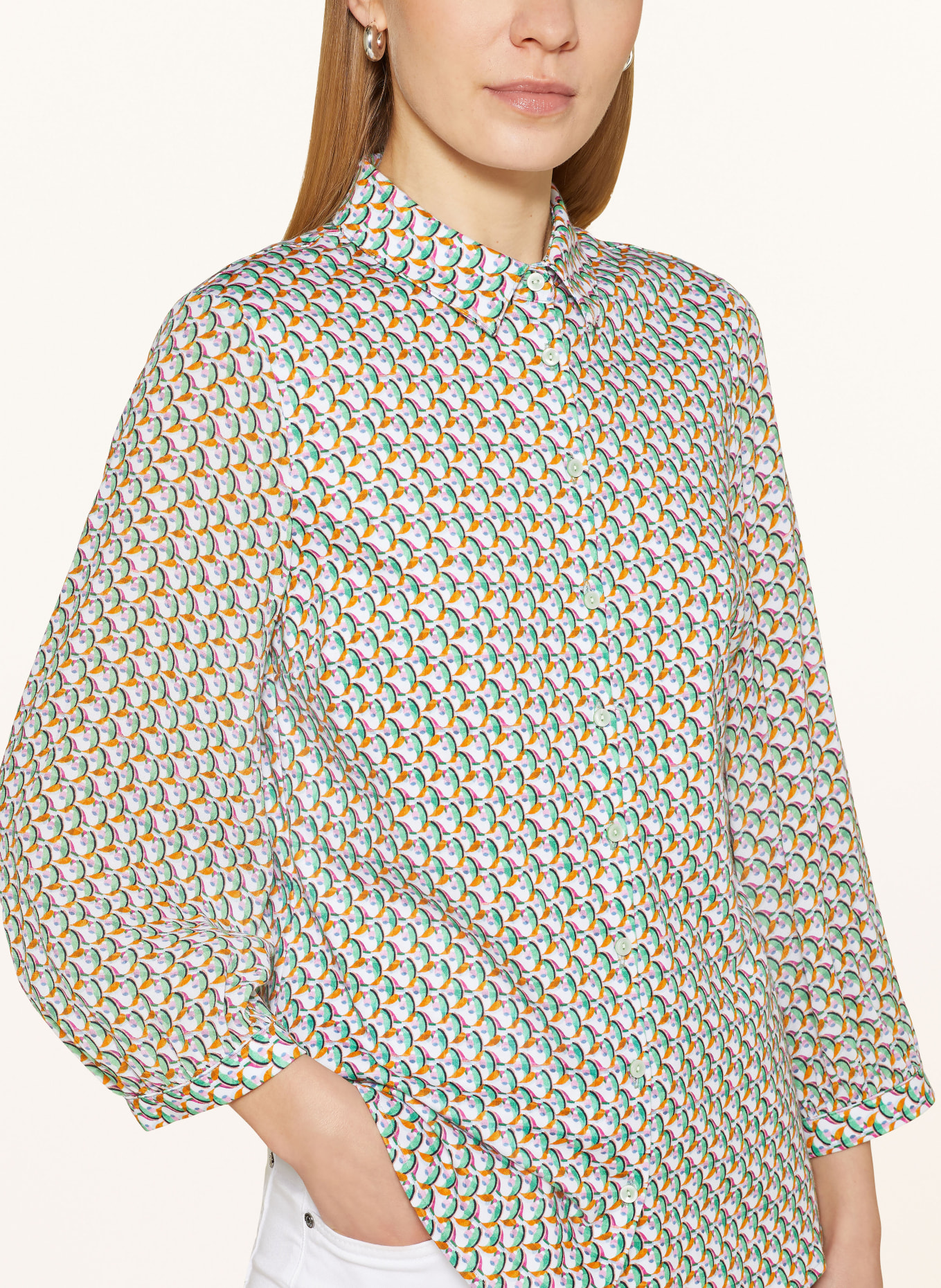 DESOTO Shirt blouse PIA, Color: GREEN/ WHITE/ ORANGE (Image 4)