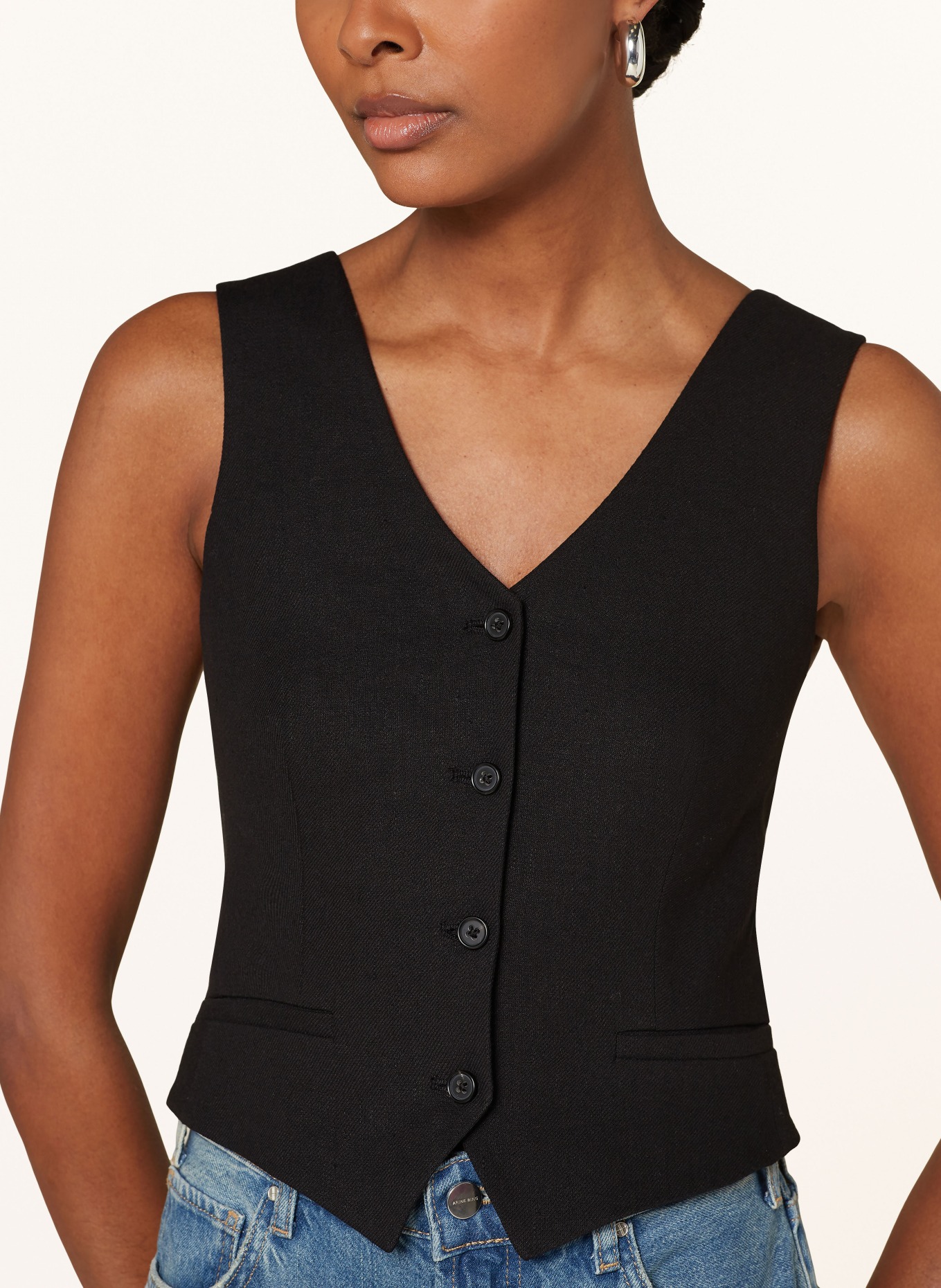 DRYKORN Blazer vest BALSCOTE with linen, Color: BLACK (Image 4)