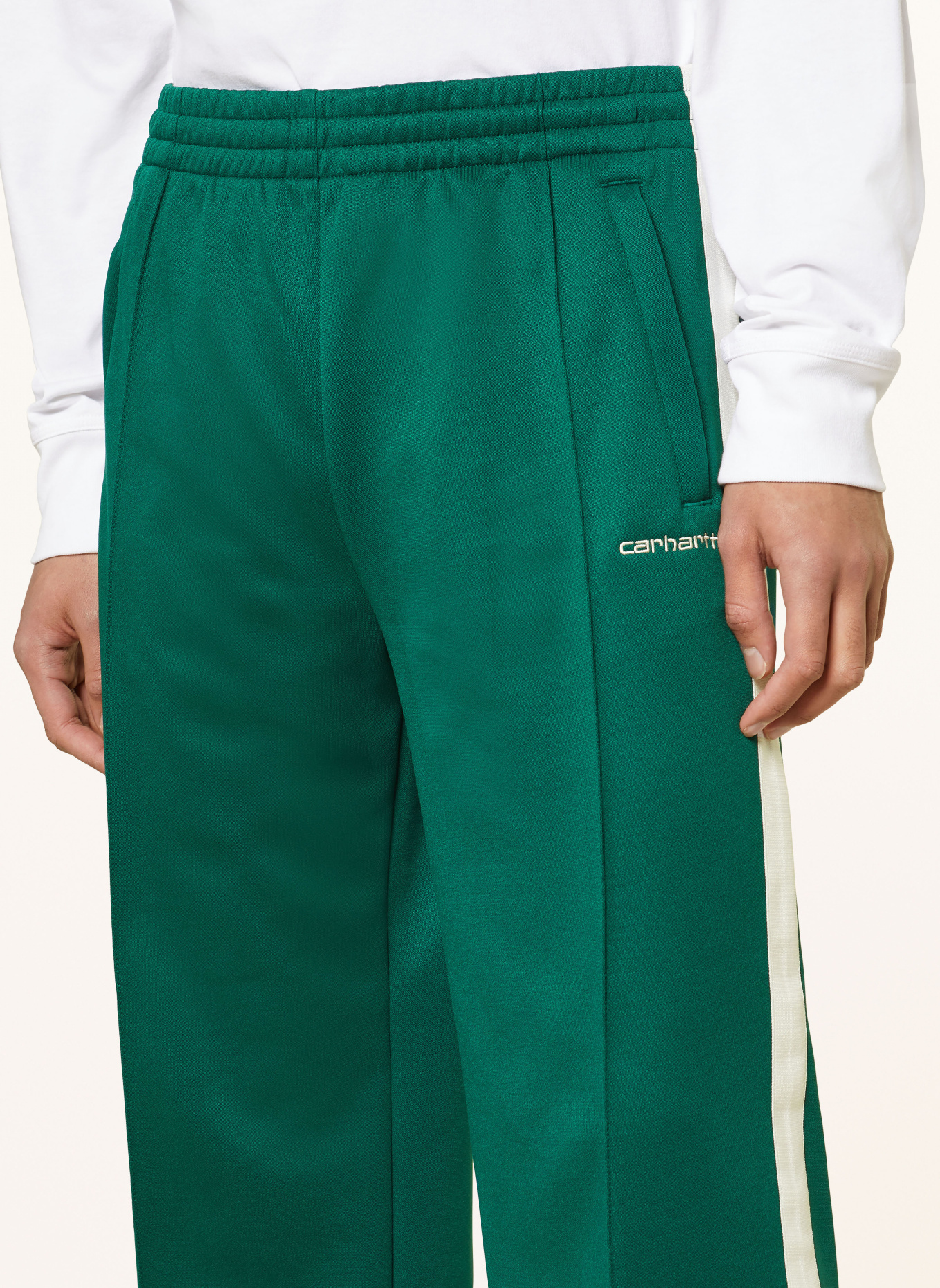 carhartt WIP Track pants BENCHILL, Color: GREEN/ WHITE (Image 5)